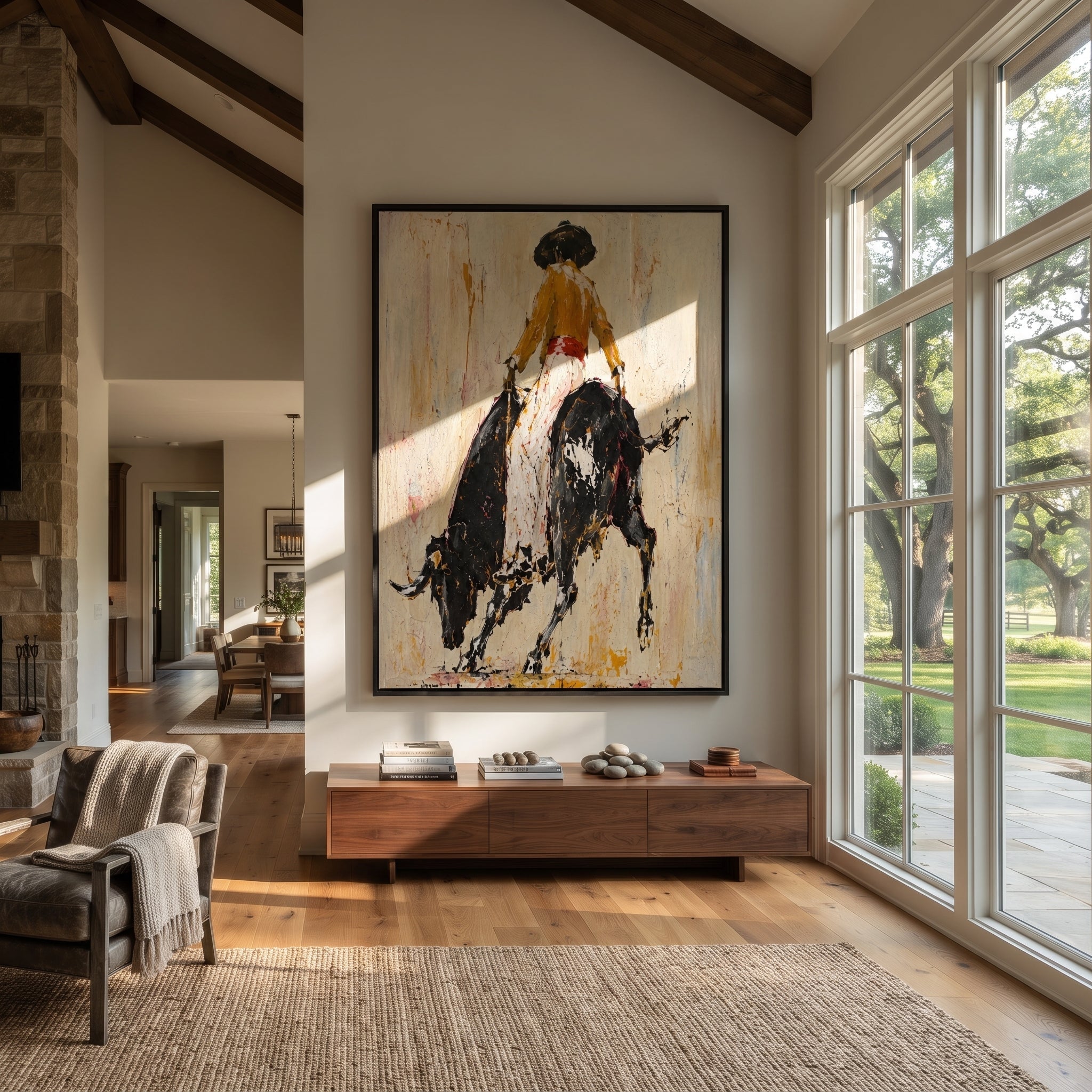 Black Bull Breaks Ivory displayed in a collected contemporary interior