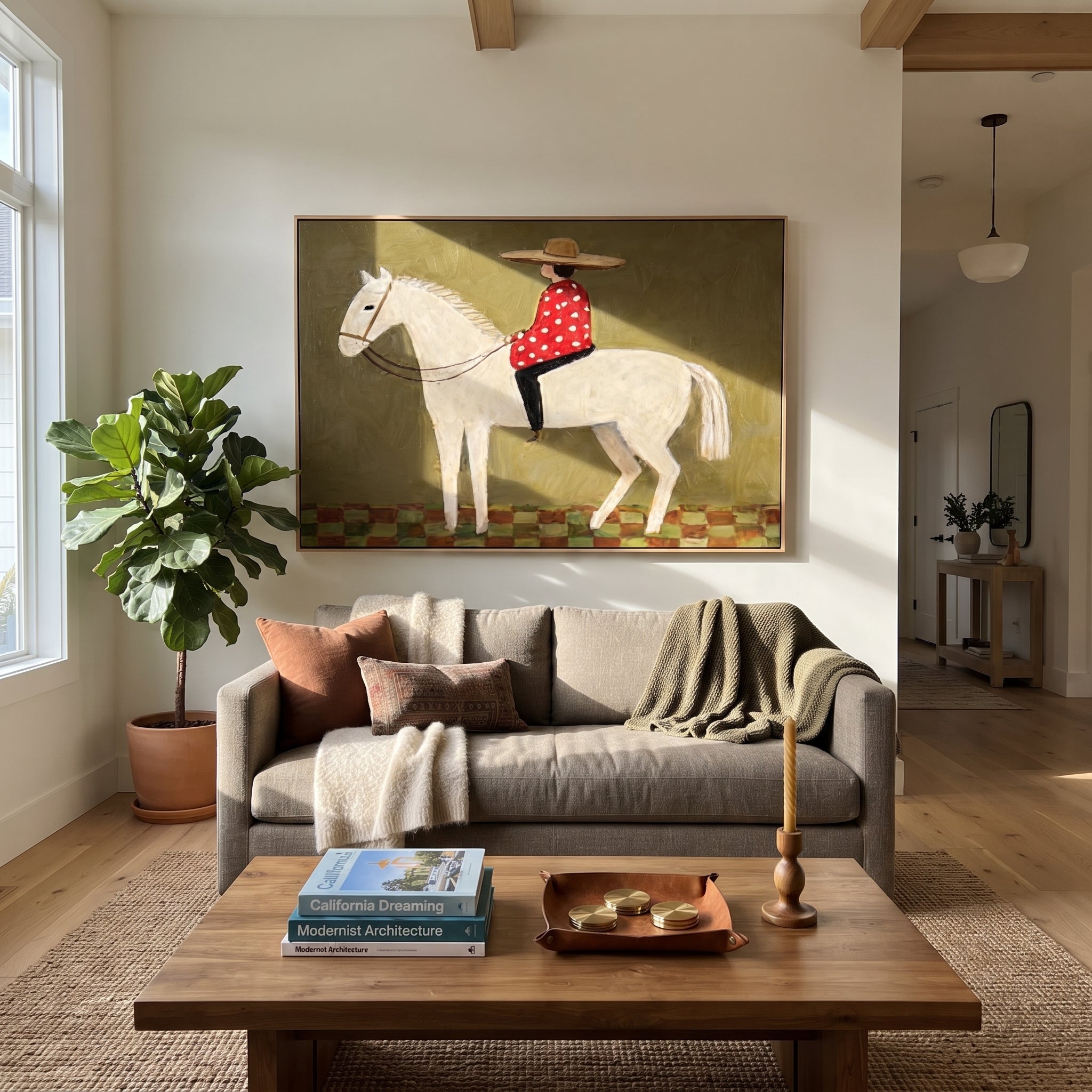 Red Dots Ride Ivory displayed in a collected contemporary interior