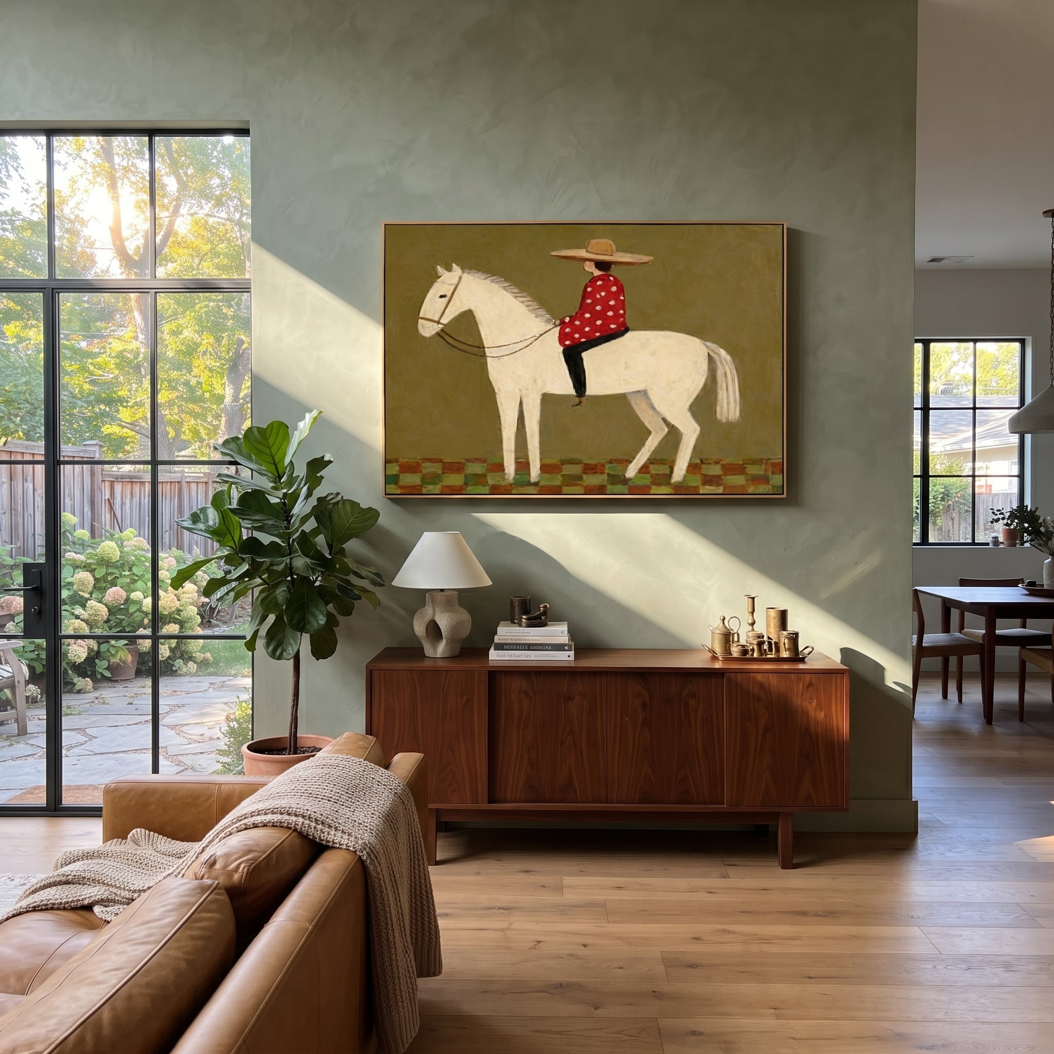 Red Dots Ride Ivory presented as a colorful interior focal point