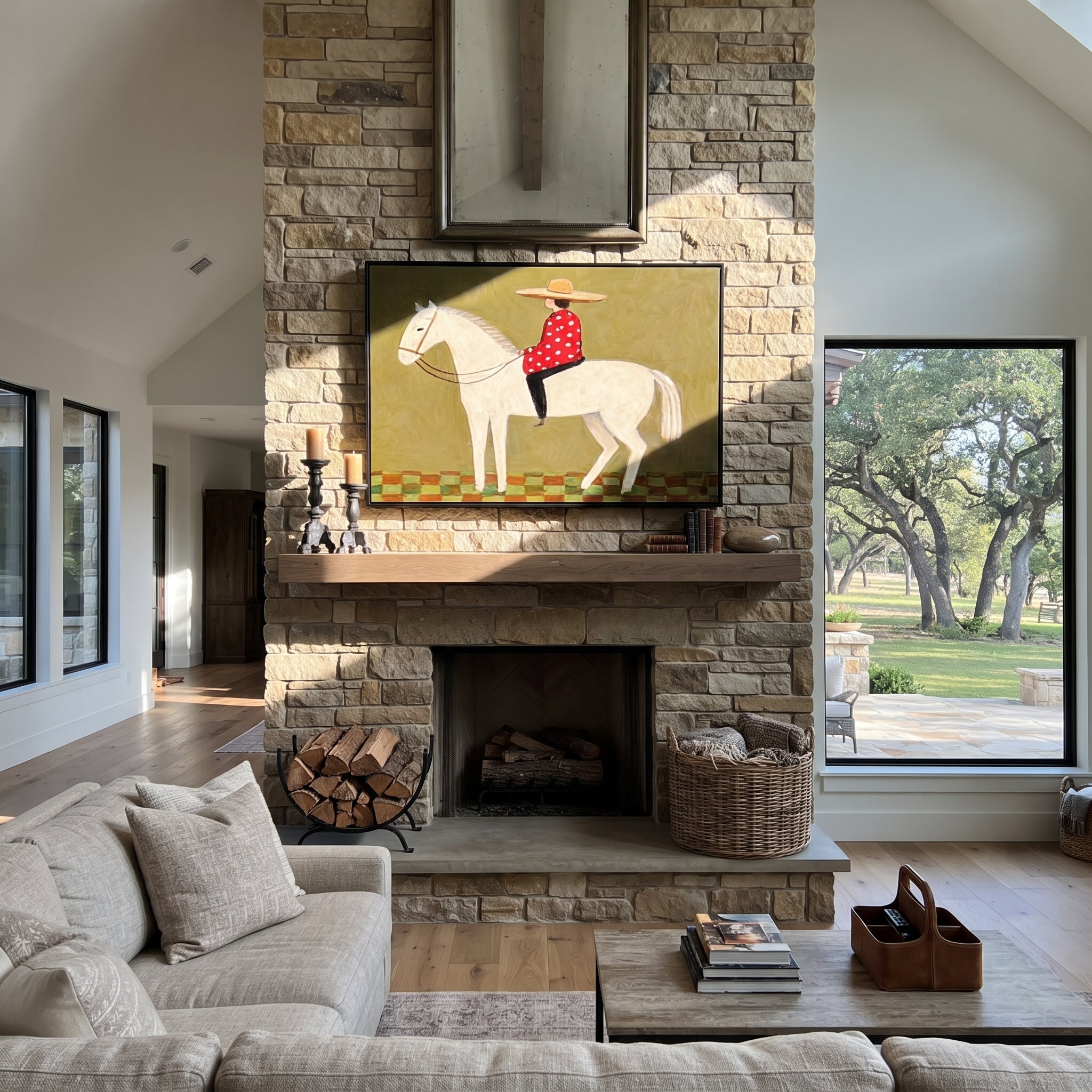 Red Dots Ride Ivory displayed in a layered residential setting