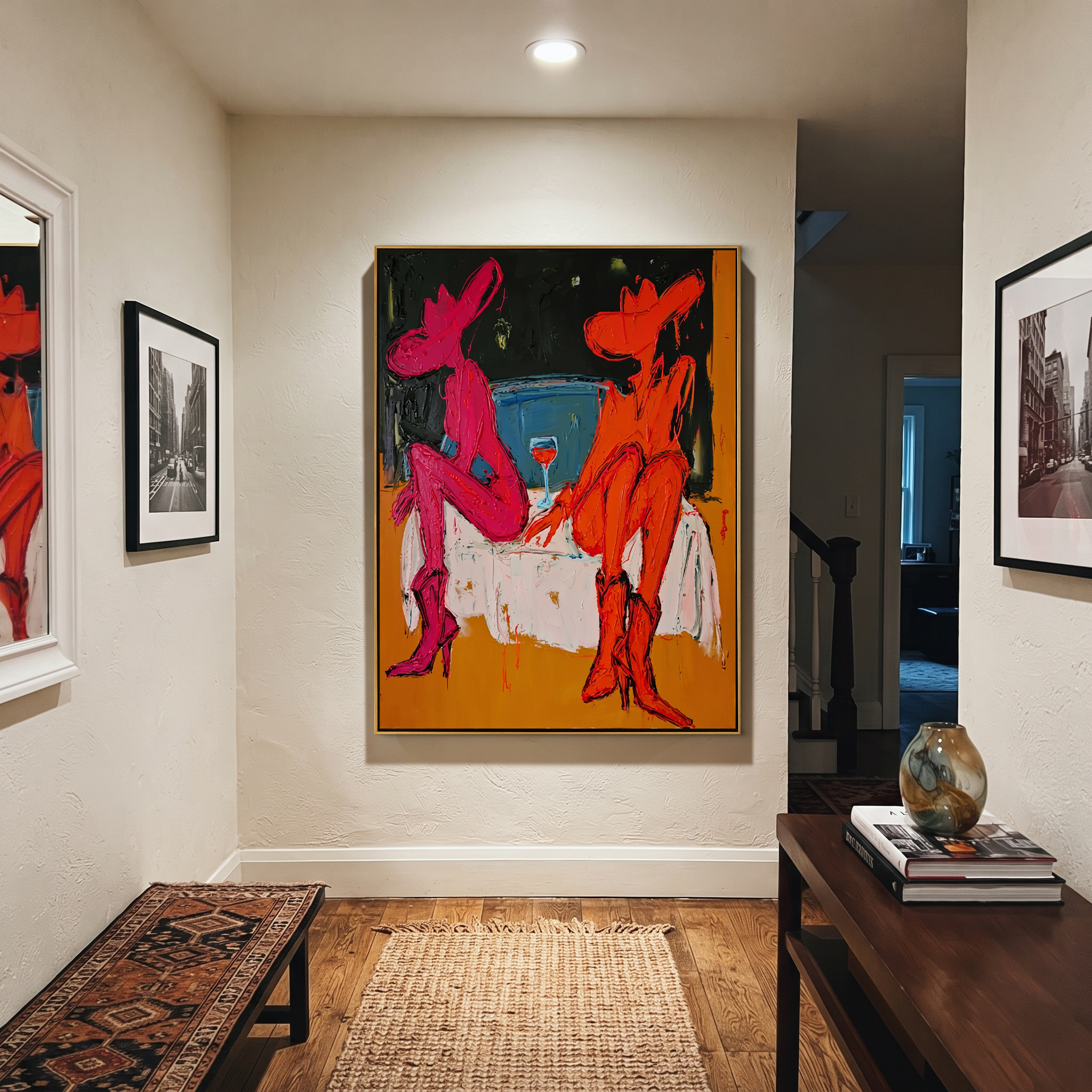 Two Cowgirls Trade Stories styled with wood, linen, and modern decor
