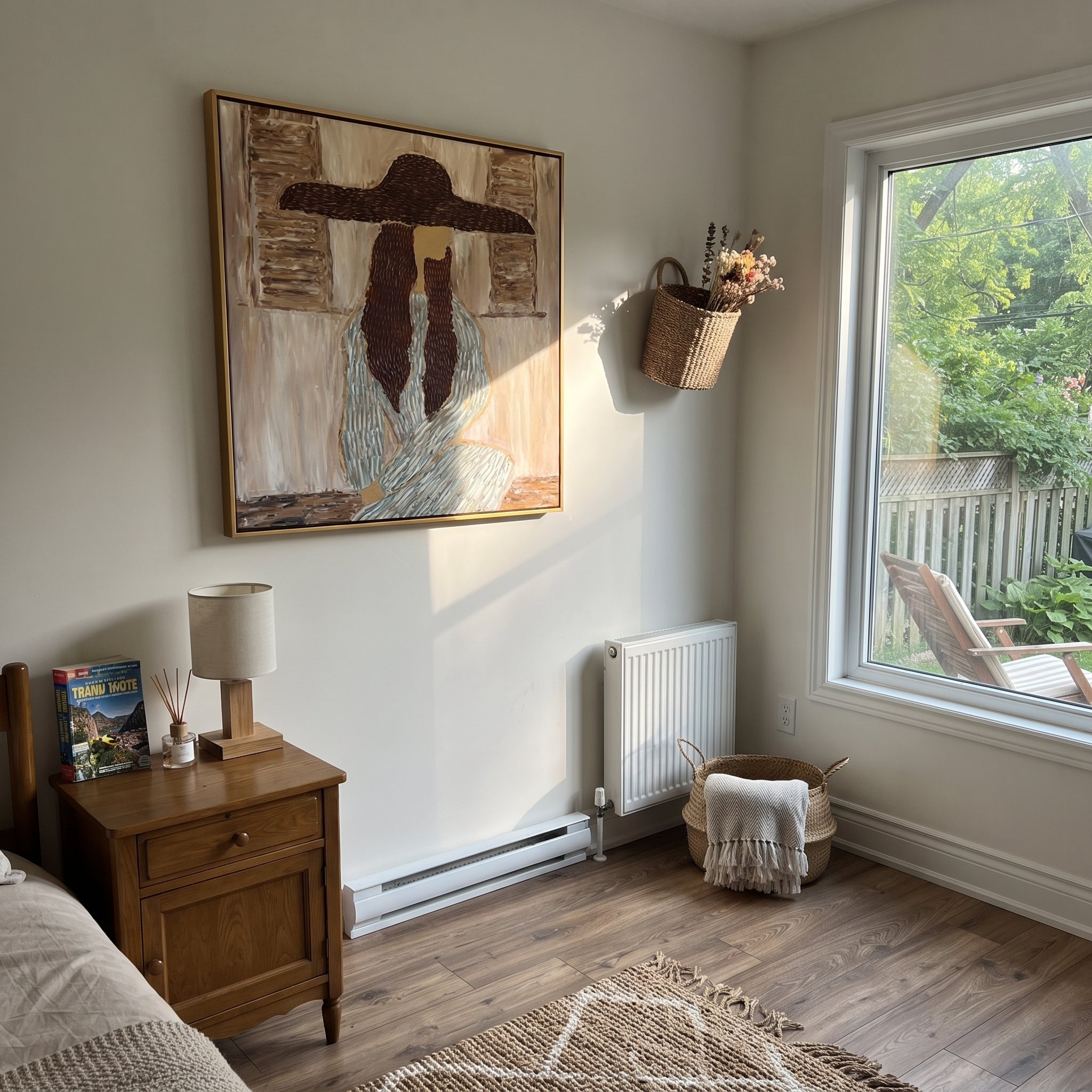 Braided Silence Waits Indoors styled with wood, linen, and modern decor