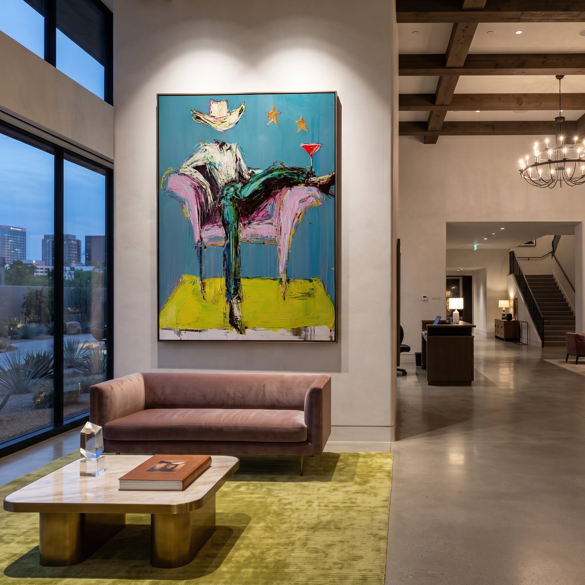 Blue Chair Catches Breath presented as a colorful interior focal point