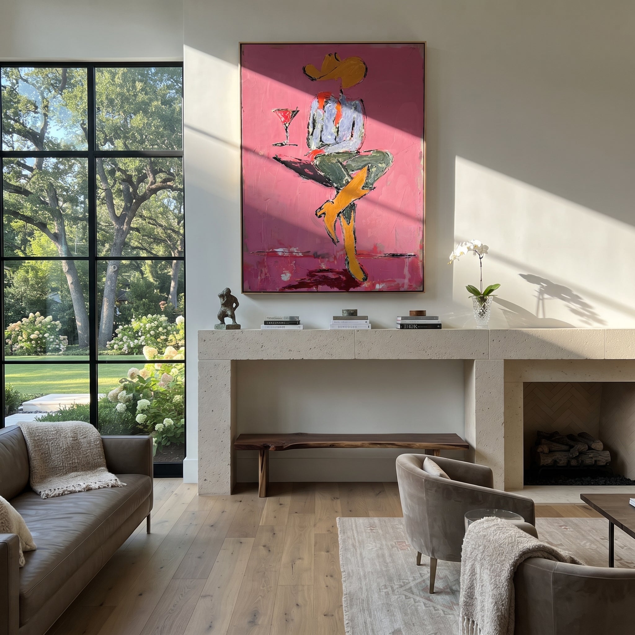 Crossed Legs Hold Evening presented as a colorful interior focal point