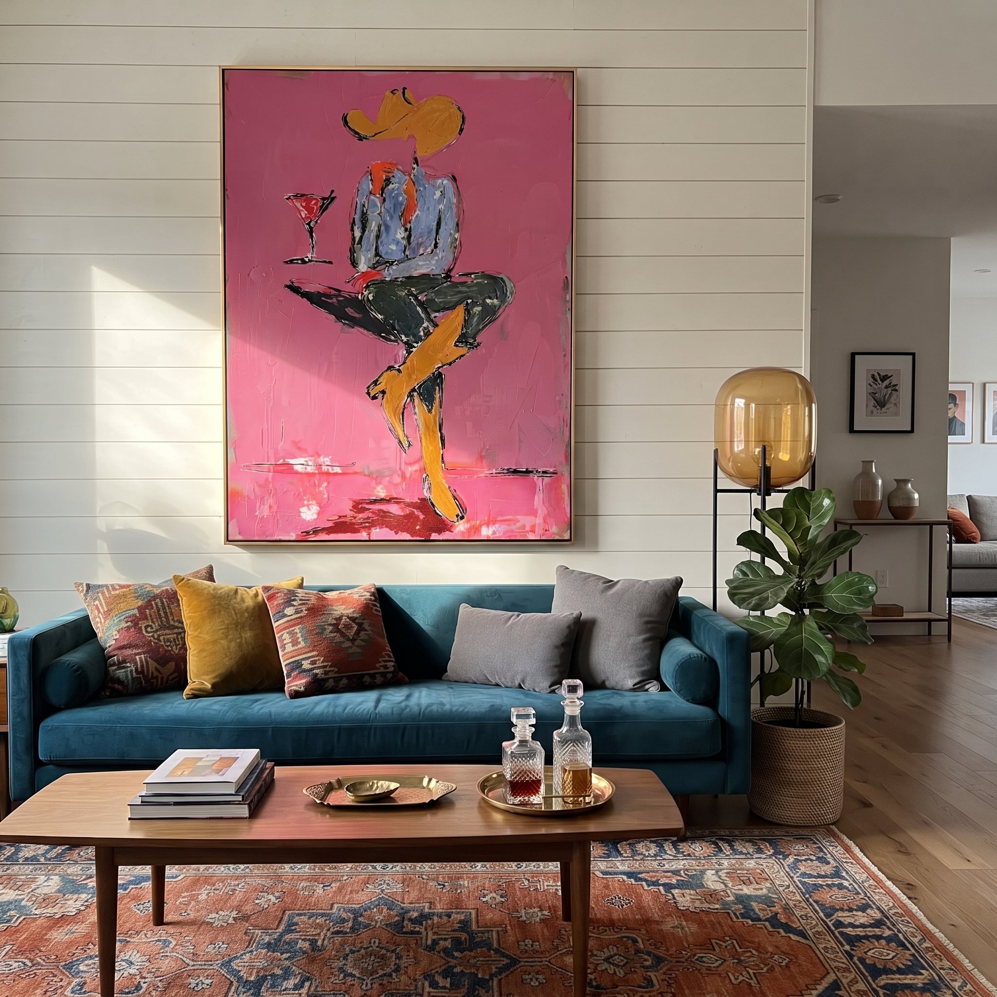 Crossed Legs Hold Evening styled with wood, linen, and modern decor