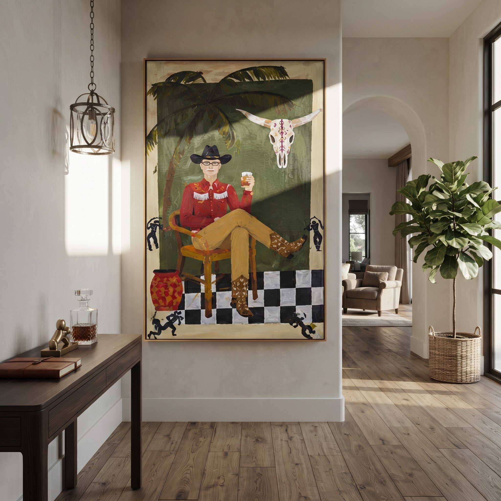 Palm Shade Frames Music styled with warm modern furnishings