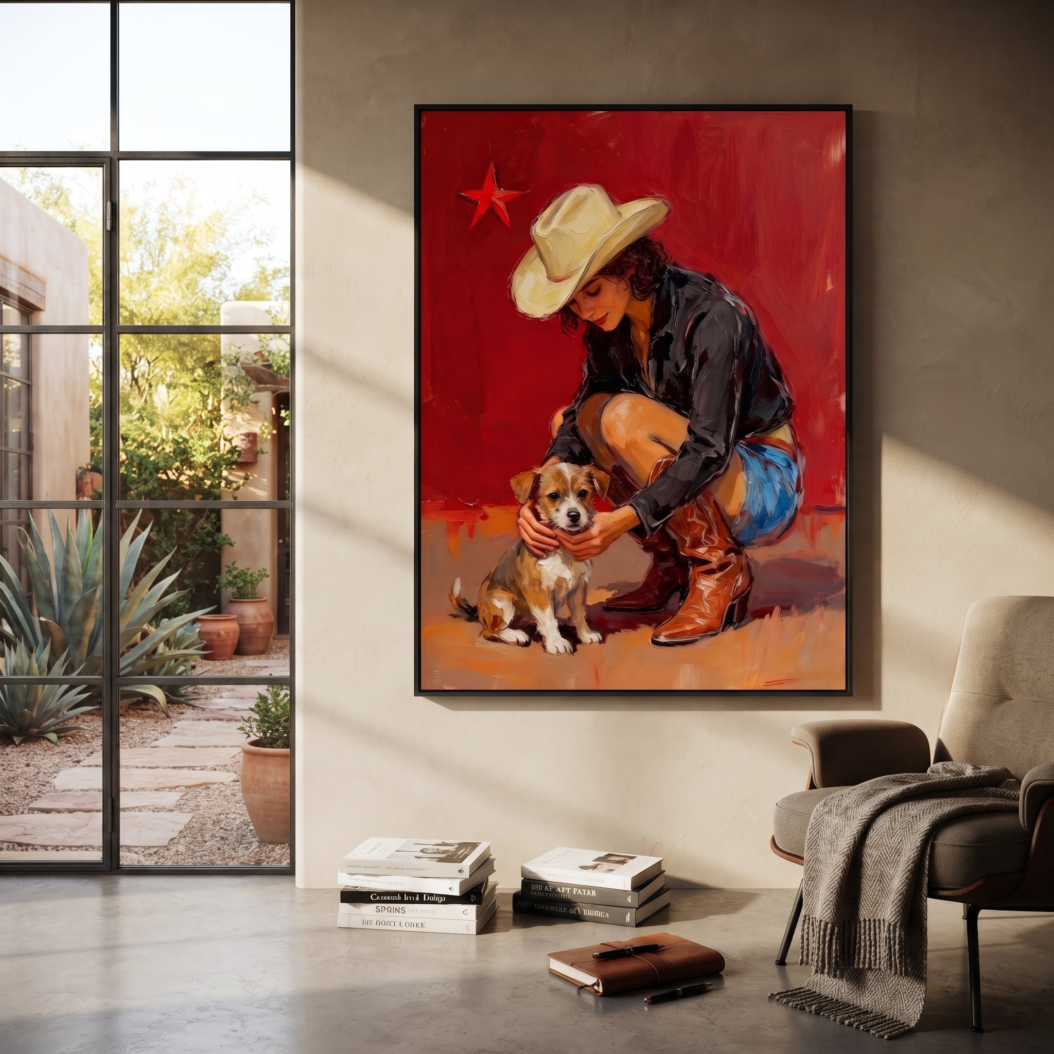 Small Dog Finds Shelter presented as a colorful interior focal point