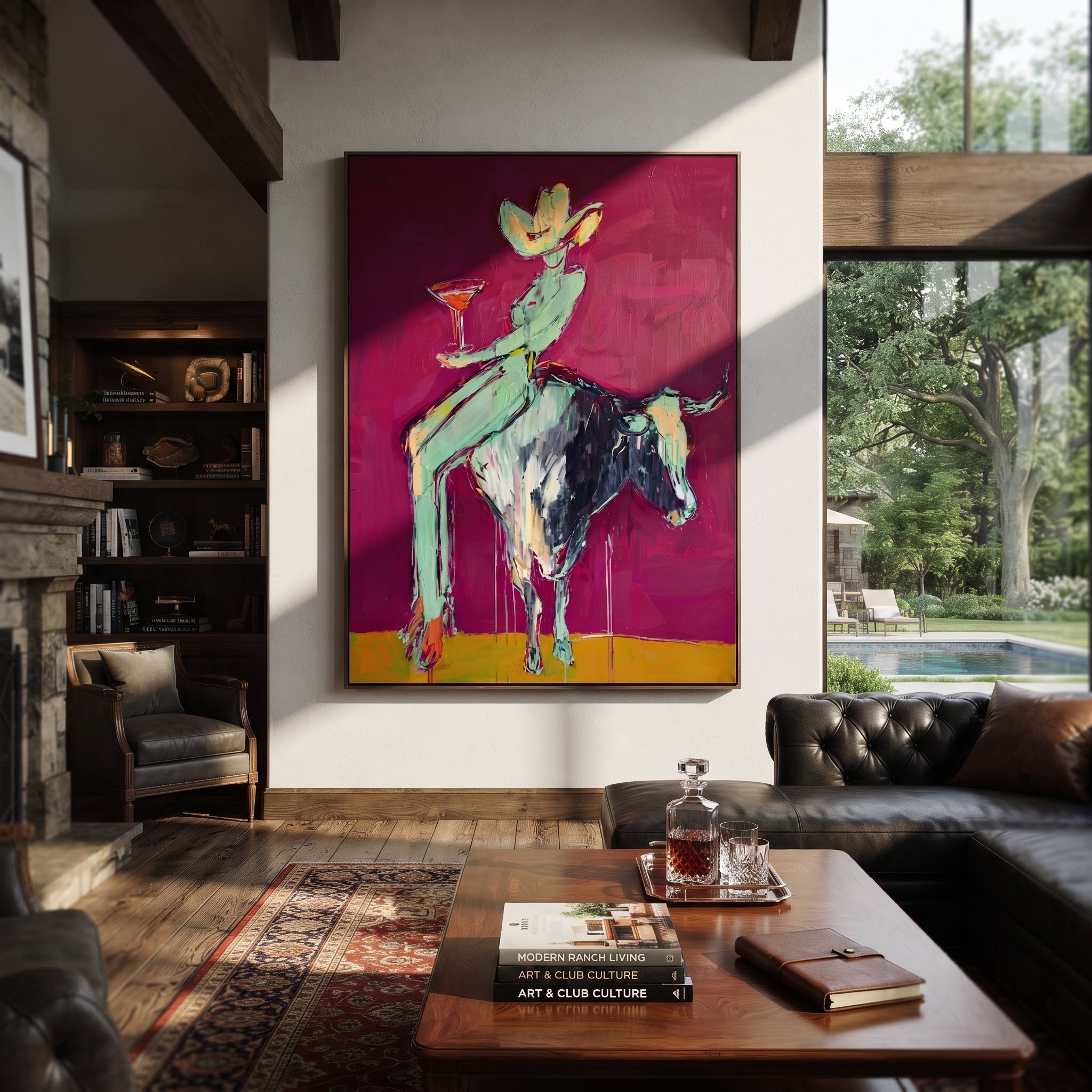 Purple Horns Bear Mint styled with warm modern furnishings