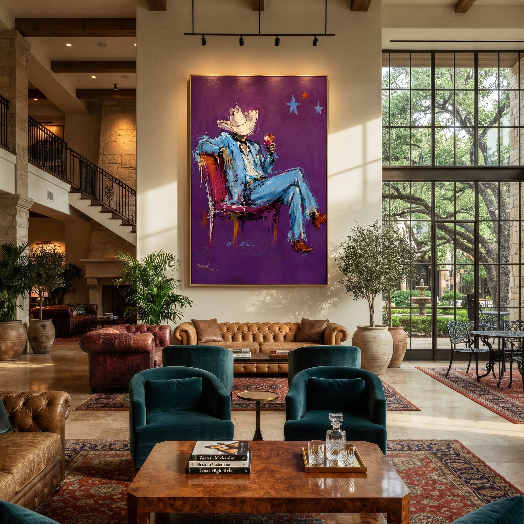 Purple Chair Holds Blue styled with warm modern furnishings