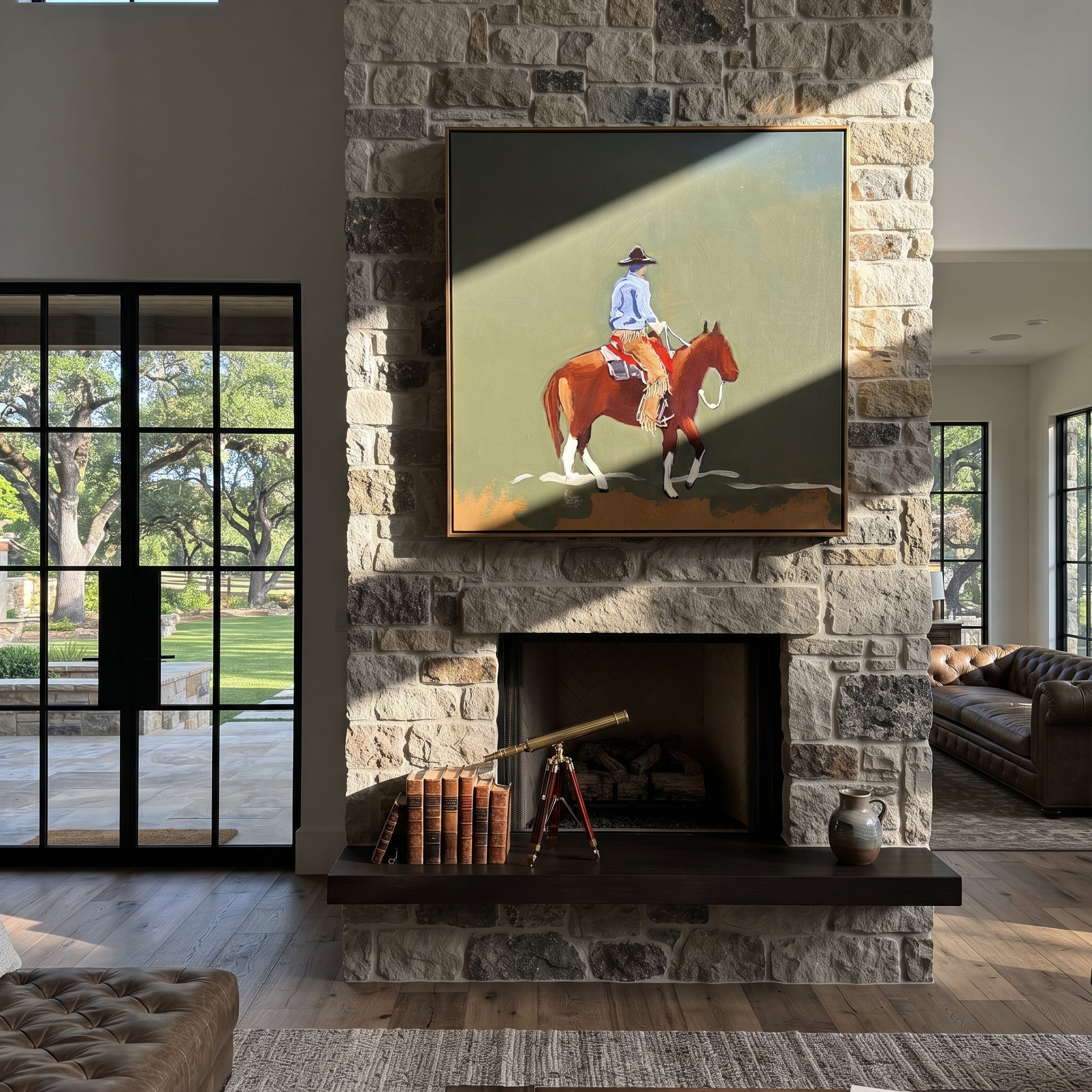 Chestnut Steps Cross Olive displayed in a layered residential setting