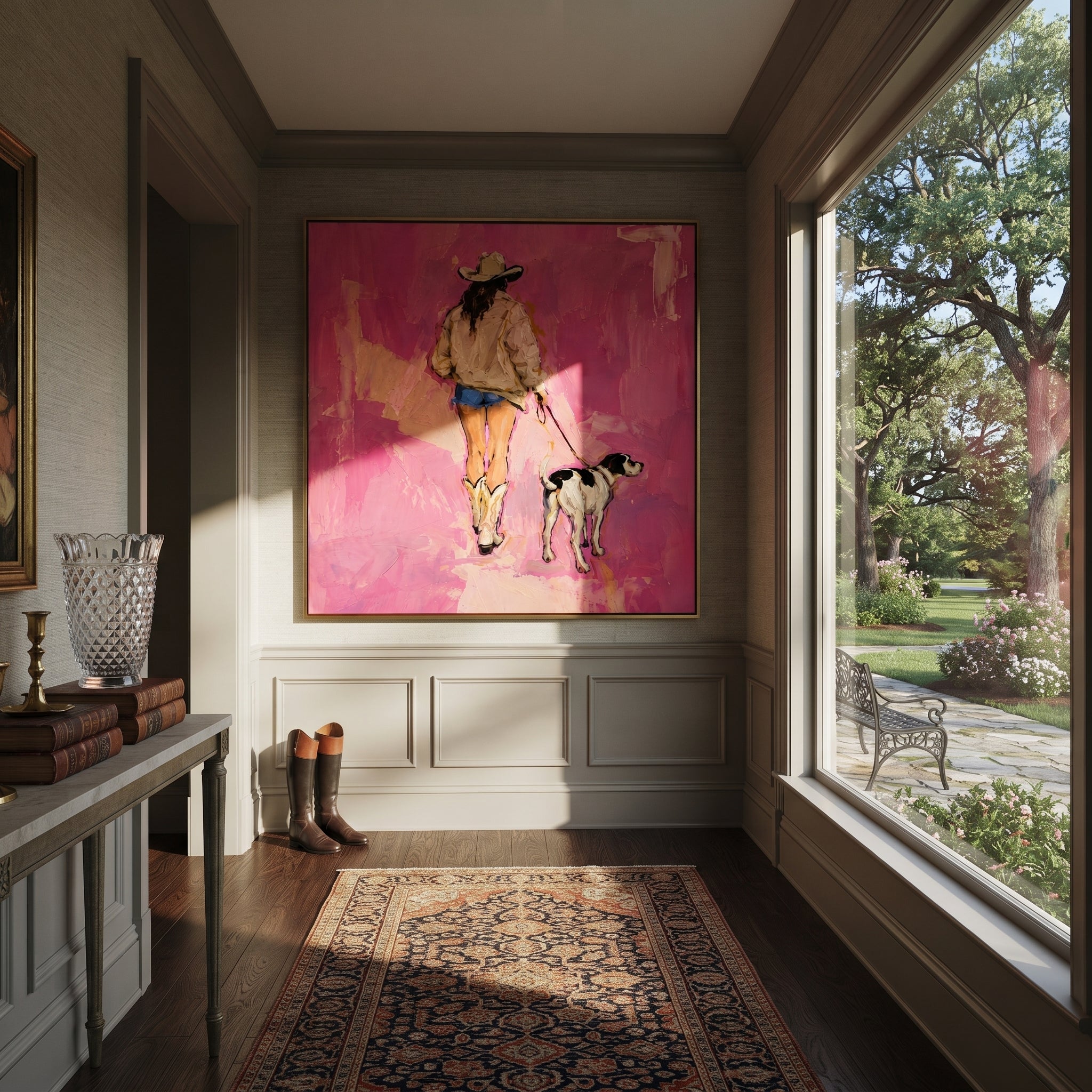 Pink Road Walks Together presented as a colorful interior focal point