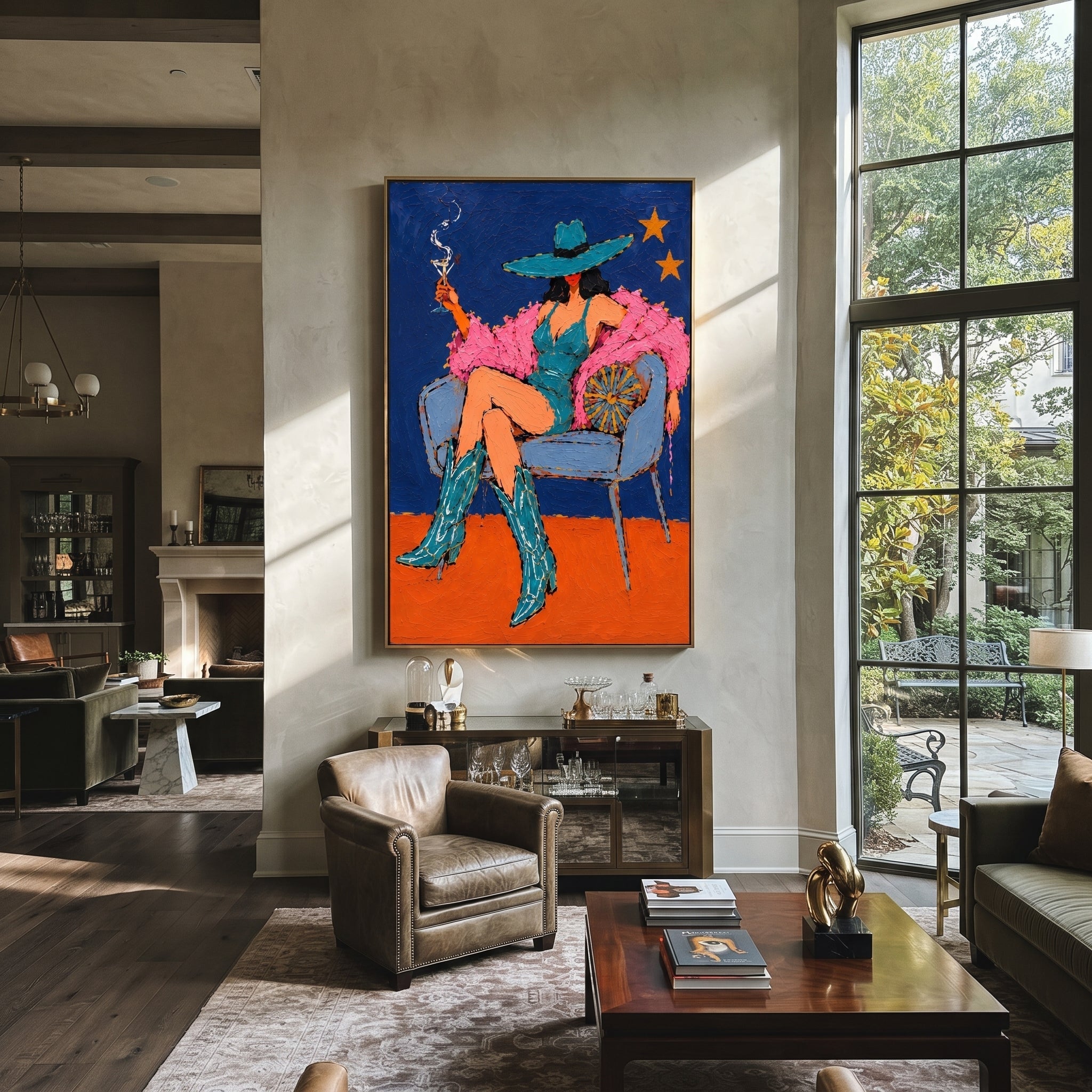 Teal Boots Light Stars presented as a colorful interior focal point