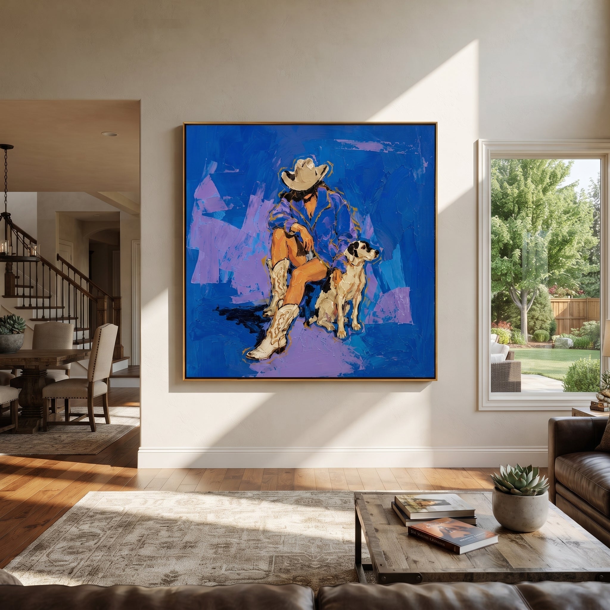 Blue Ground Holds Friendship displayed in a collected contemporary interior