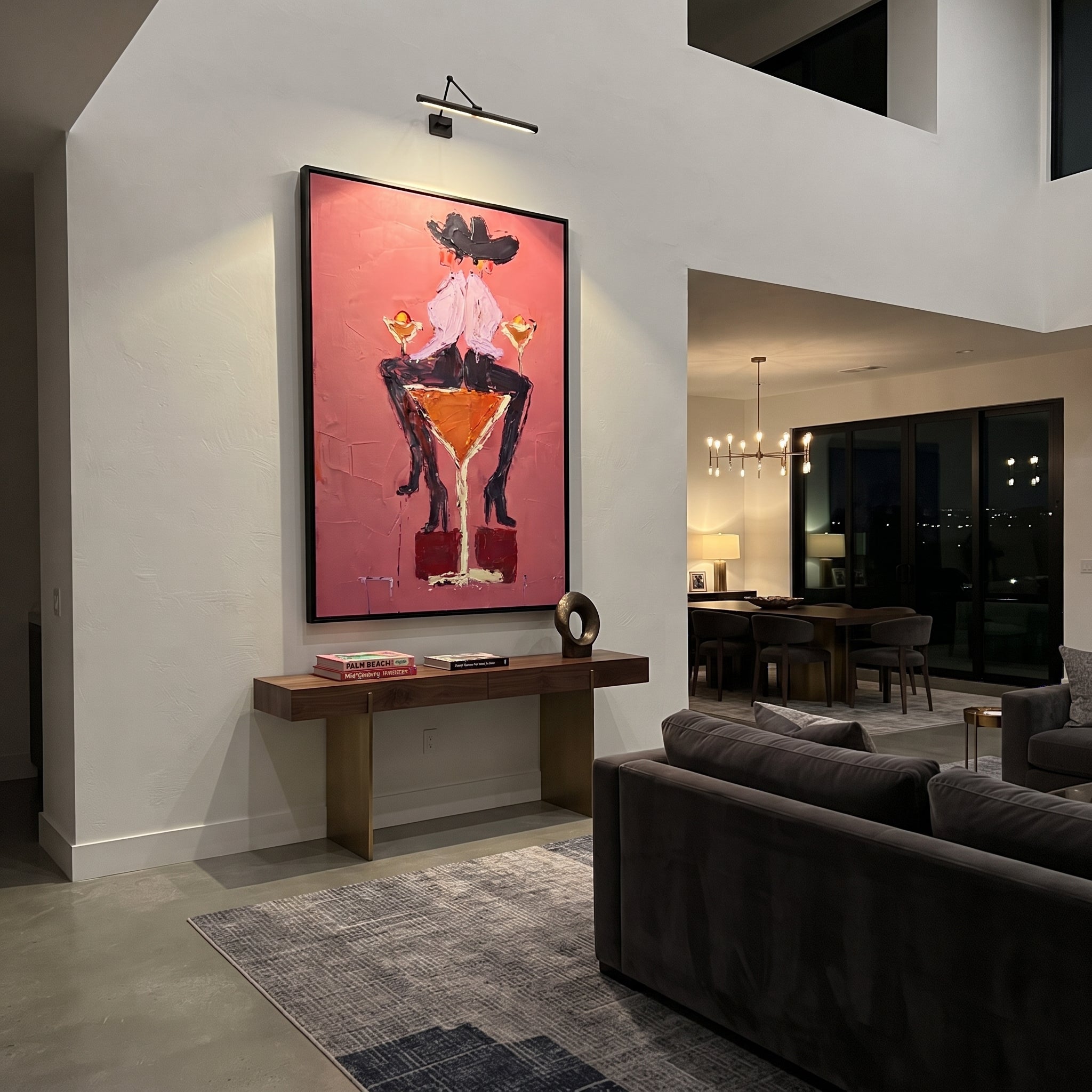 Two Hats Share Glass displayed in a layered residential setting