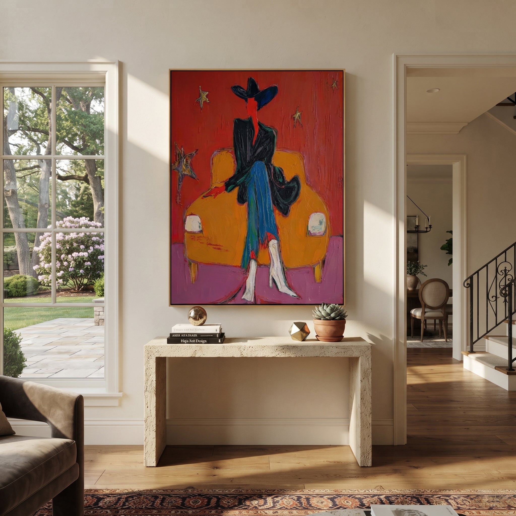 Orange Chair Keeps Night displayed in a collected contemporary interior