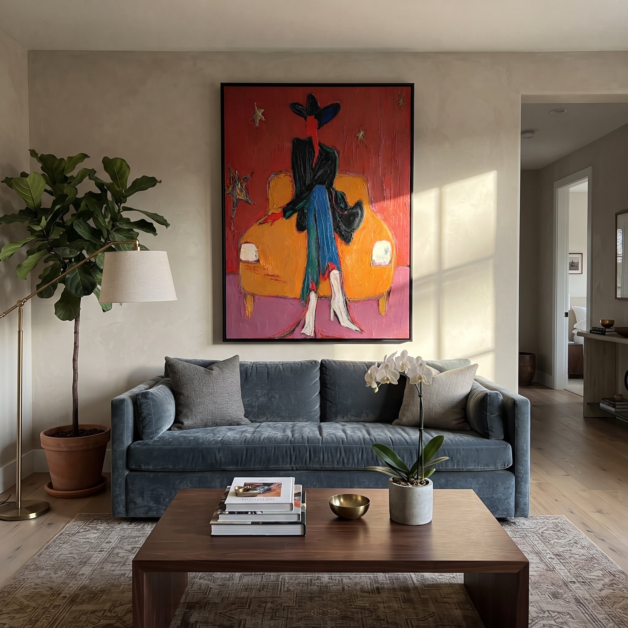 Orange Chair Keeps Night displayed in a layered residential setting