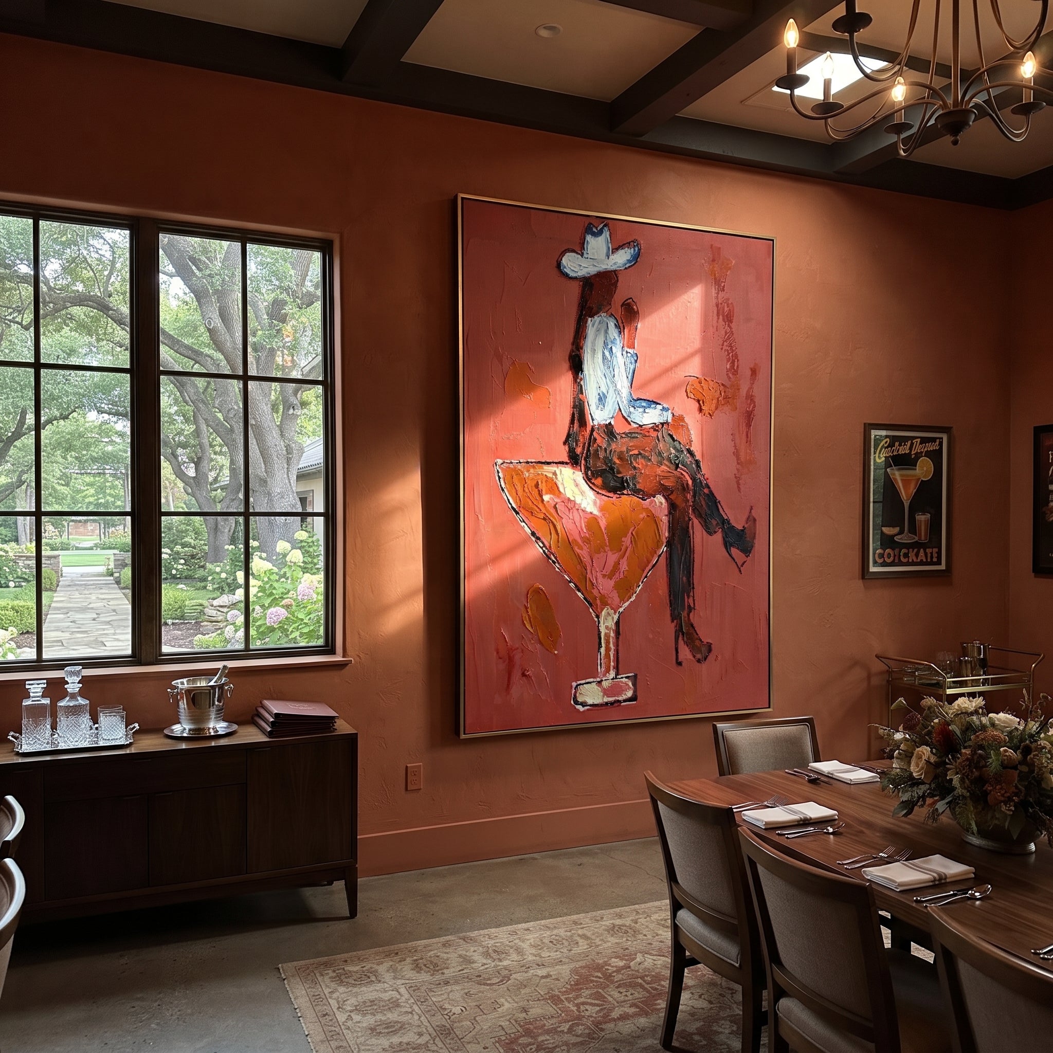 Crimson Glass Carries Rider displayed in a layered residential setting