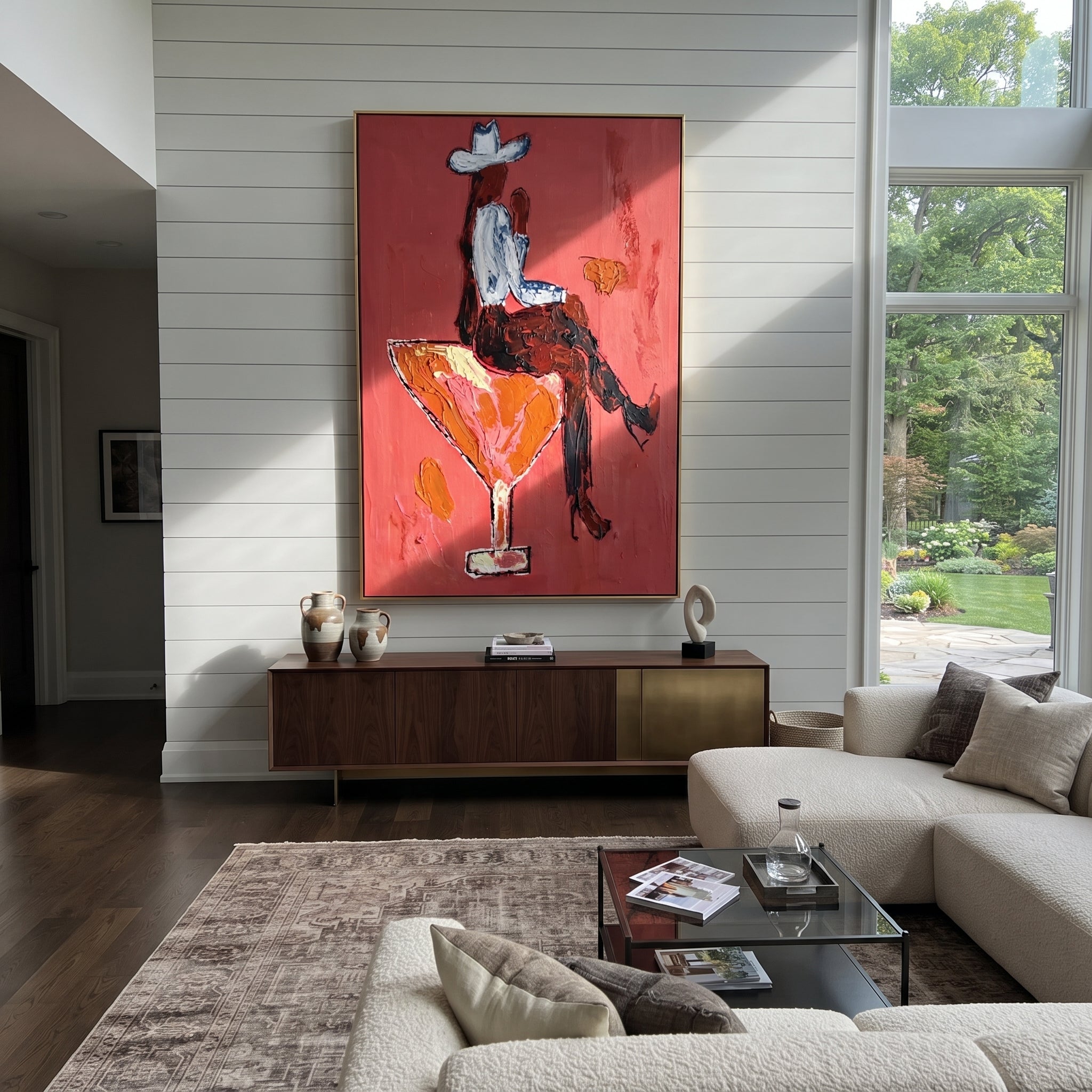 Scarlet Glass Bears Blue presented as a colorful interior focal point