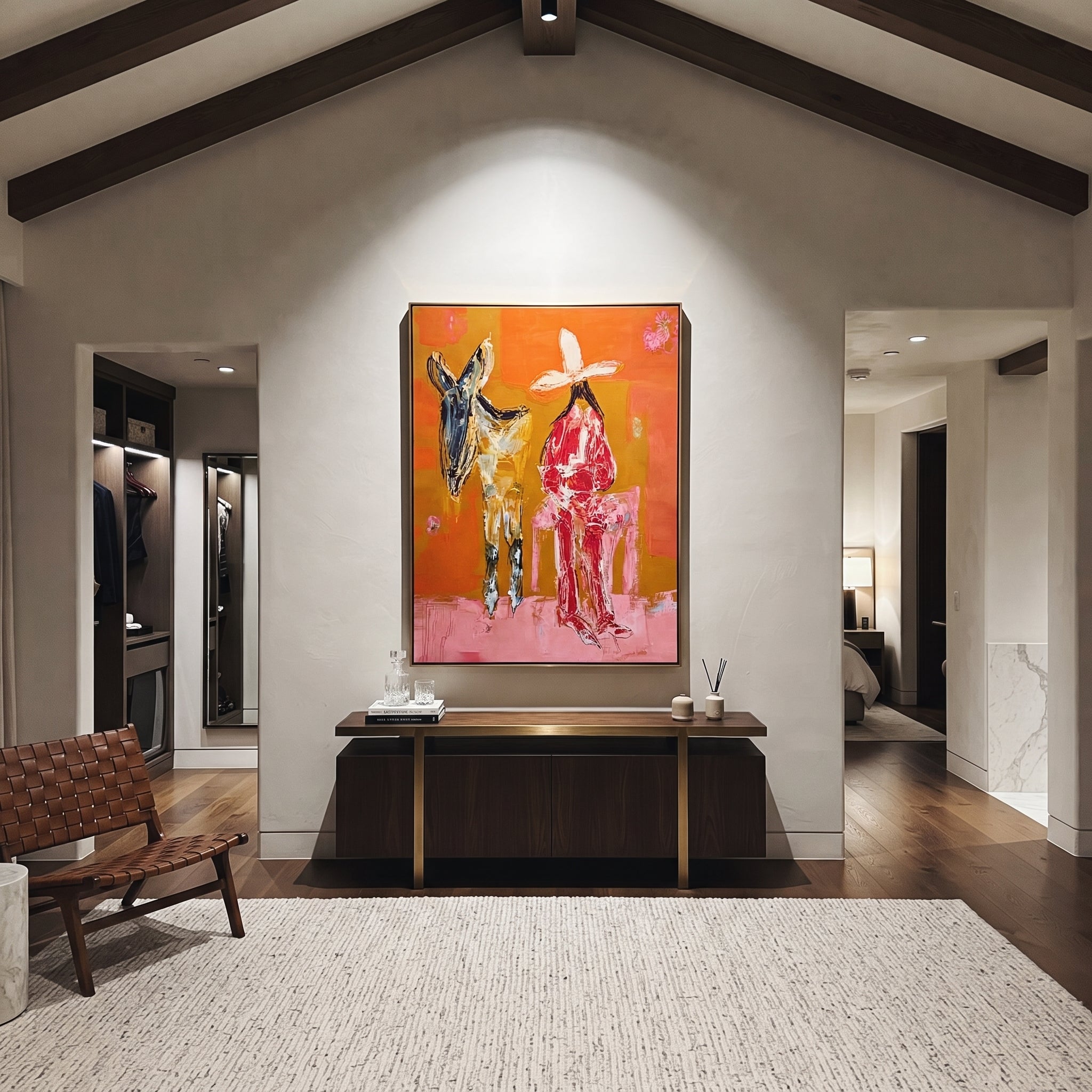 Donkey Keeps Her Company displayed in a layered residential setting