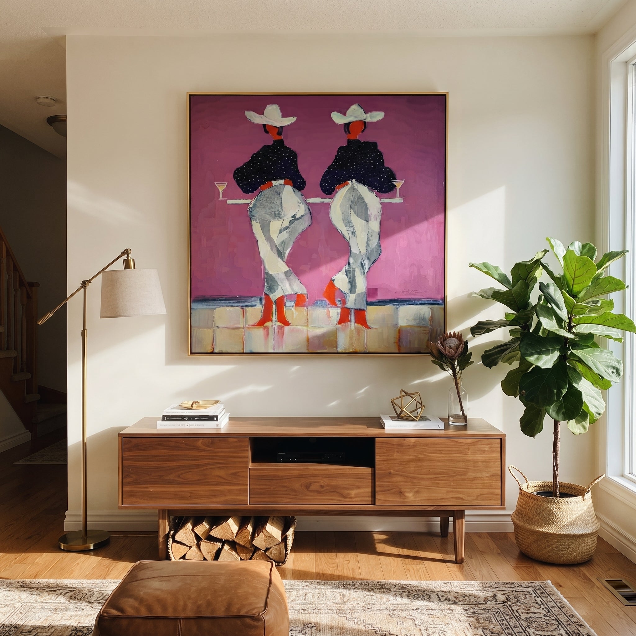 Cowgirls Toast Without Turning displayed in a collected contemporary interior