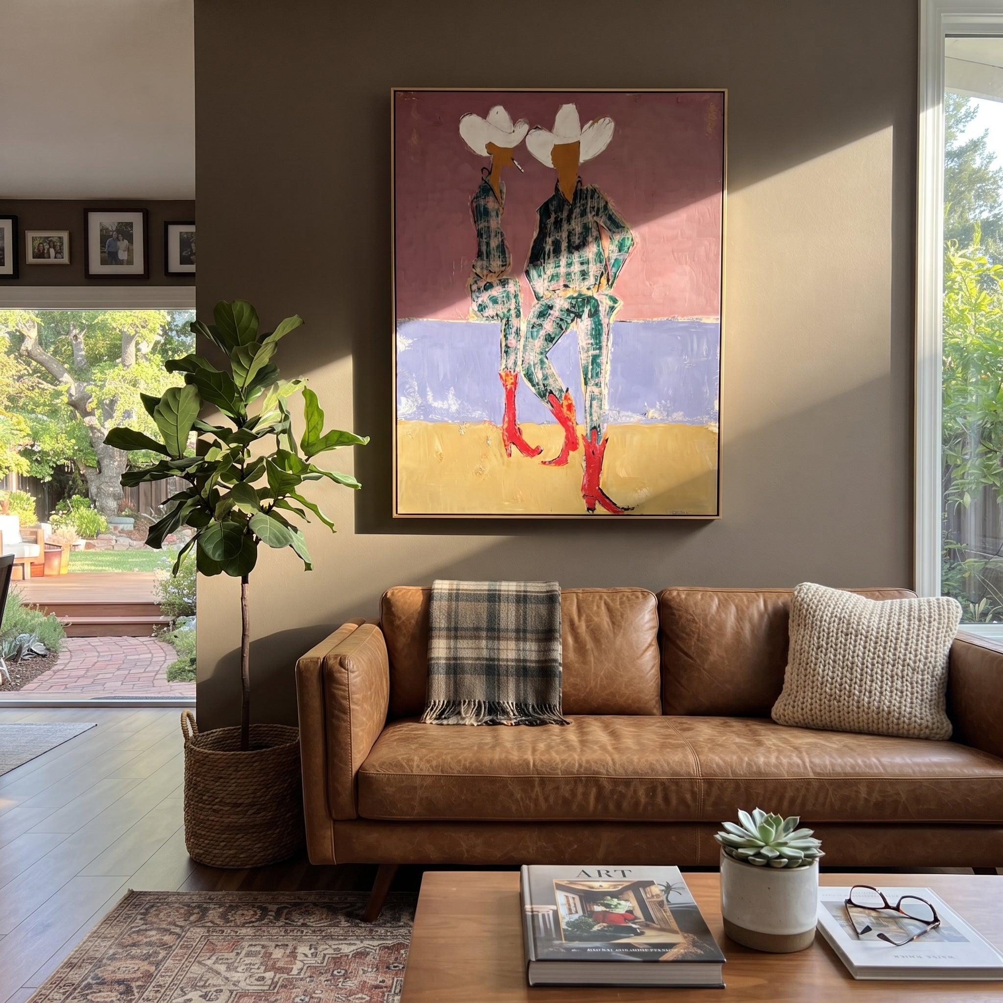 Red Boots Meet Lavender displayed in a layered residential setting
