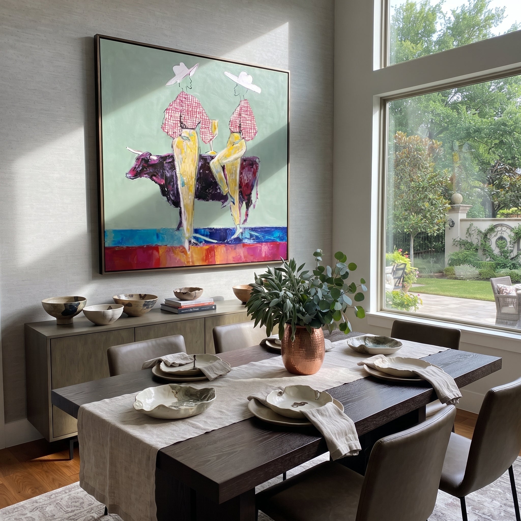 Gold Trousers Frame Bull presented as a colorful interior focal point