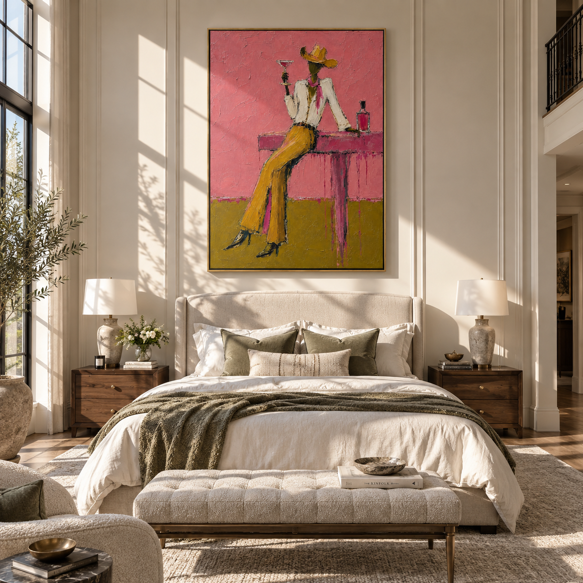 Golden Trousers Toast Pink displayed in a dining room with coordinated modern decor