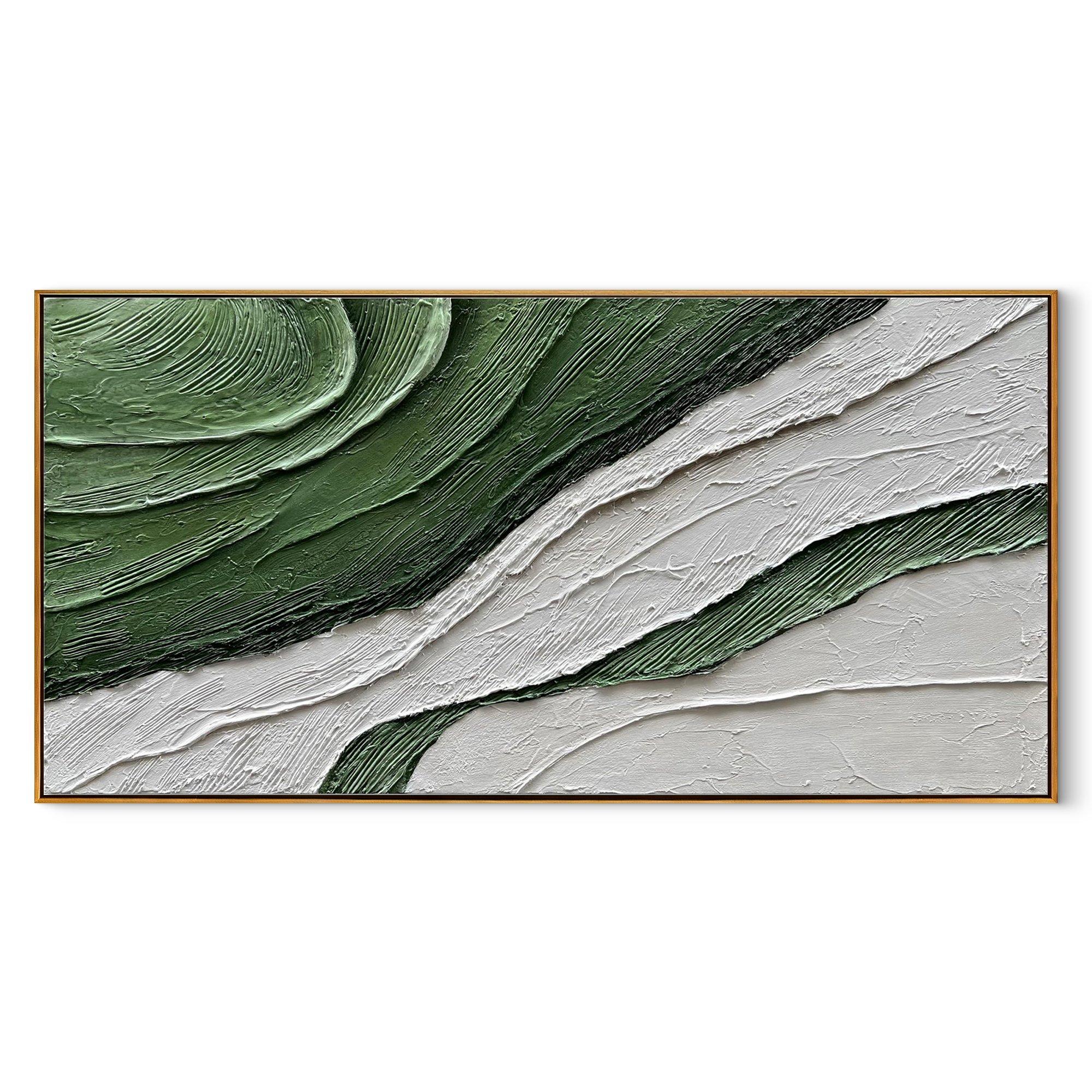 Verdant Echoes – Modern Wabi-Sabi Green Textured Painting | Minimalist Abstract Living Room Art
