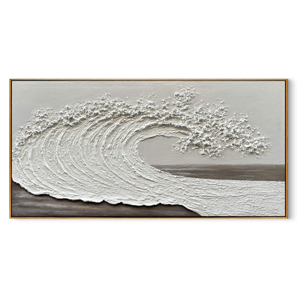 Ocean Surge – Plaster Relief Coastal Abstract Texture Painting | Coastal Modern Living Room & Bedroom Art