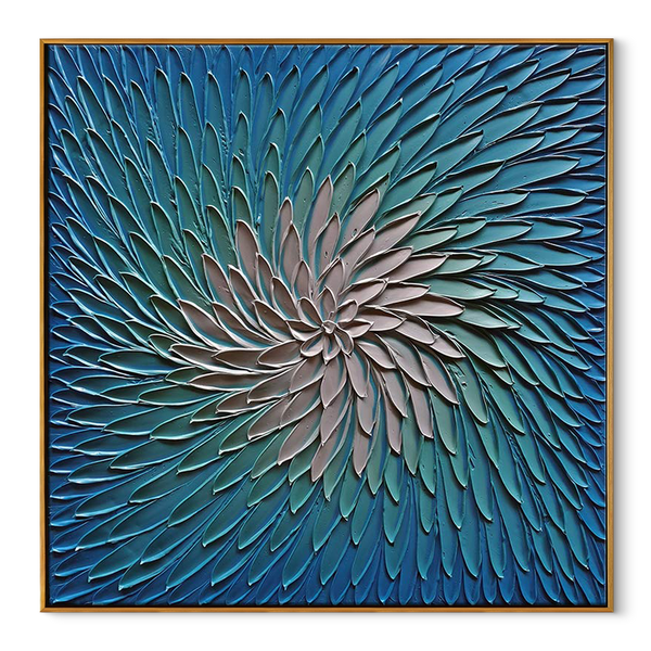 Ethereal Vortex – Textured Ocean Blue Abstract Painting | Modern Minimalist Living Room Art
