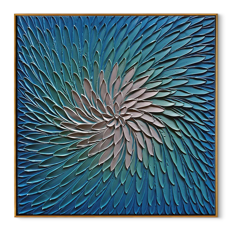 Ethereal Vortex – Textured Ocean Blue Abstract Painting | Modern Minimalist Living Room Art