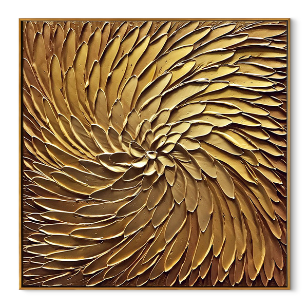 Solar Flare – Textured Metallic Gold Abstract Painting | Luxury Living Room Canvas Art