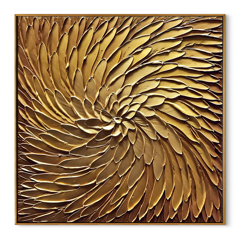 Solar Flare – Textured Metallic Gold Abstract Painting | Luxury Living Room Canvas Art