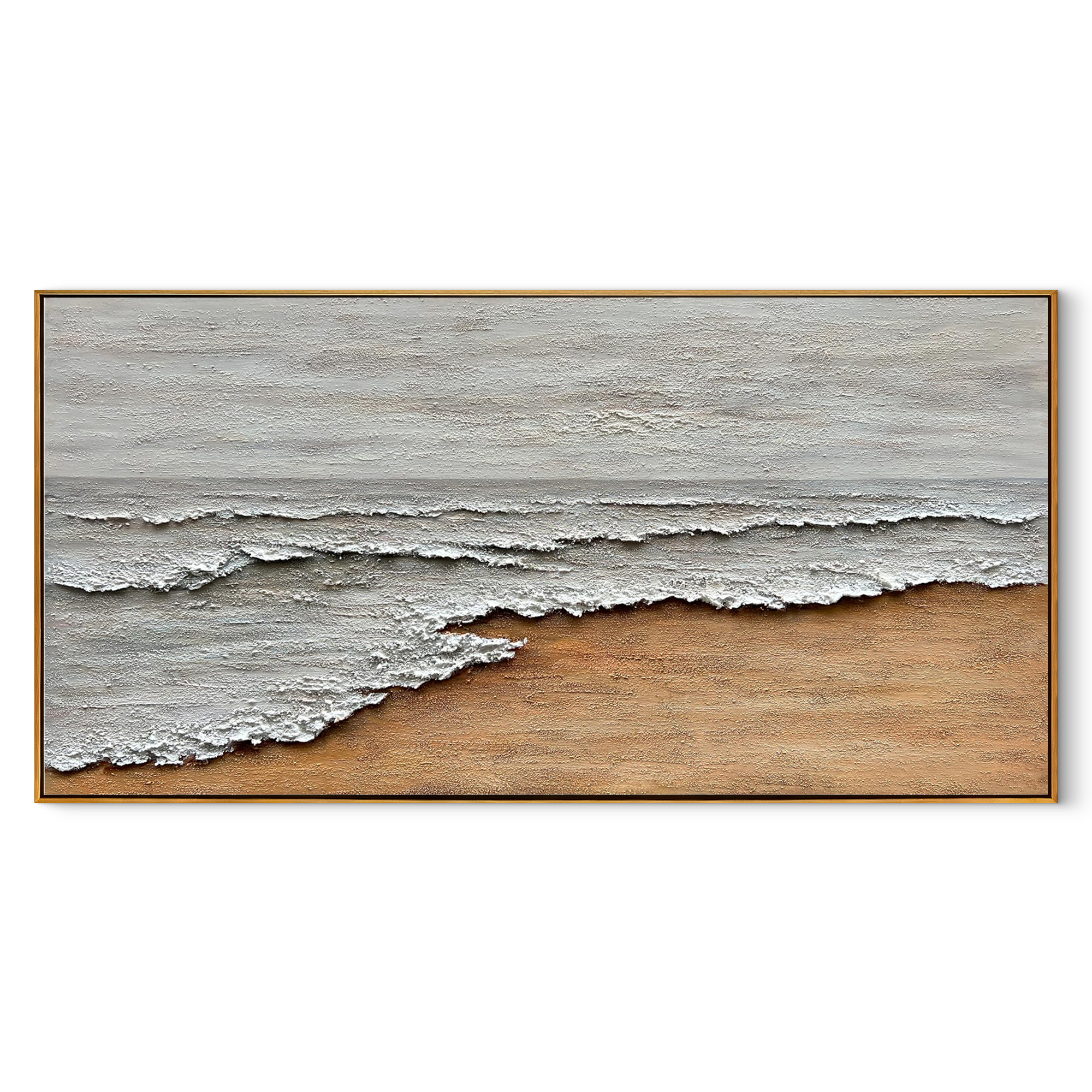 COASTAL ECHO: Plaster Texture Abstract Wall Art, Wabi-Sabi Sand and Wave Relief Painting