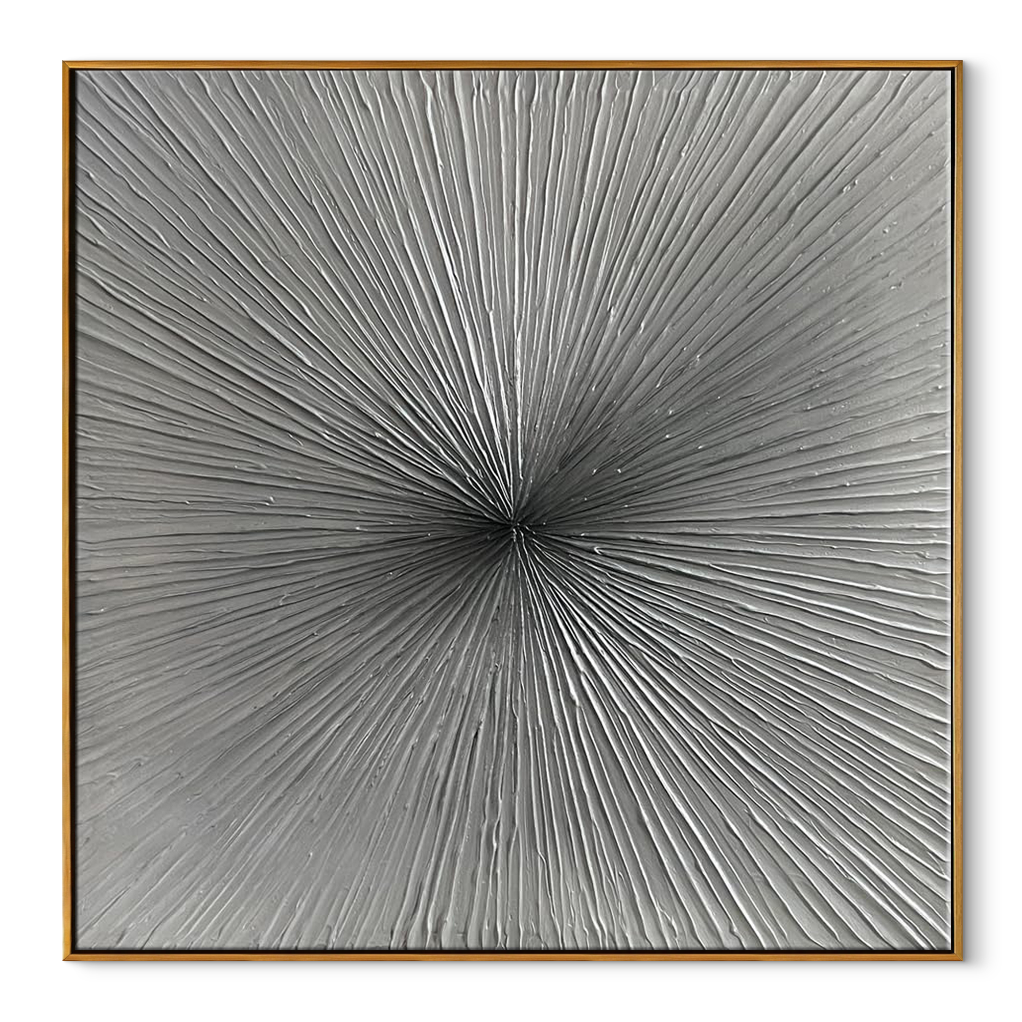 Silver Radiance – Textured Silver Gray Linear Abstract Painting | Modern Minimalist Living Room Wall Art