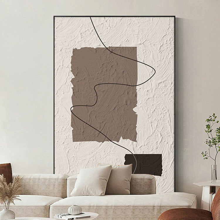Flowing Line – Modern Earthy Tone Plaster Relief Wabi-Sabi Painting | Japandi Organic Wabi-Sabi Living Room & Hallway Art