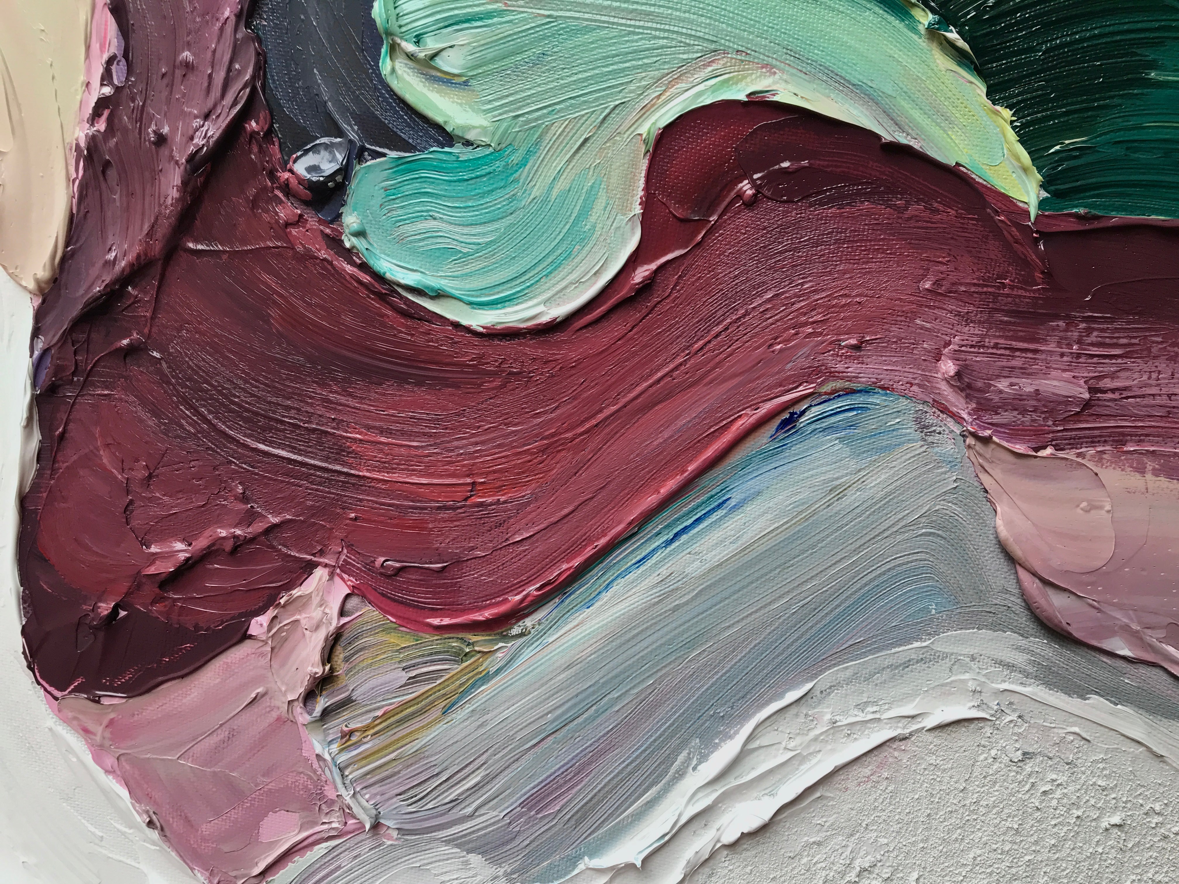 Earth's Veins – Modern Sculptural Texture Abstract Painting | Wabi-Sabi Vintage Green Entryway Wall Art