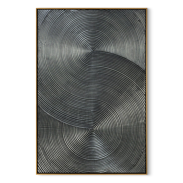 Obsidian Echo – Minimalist Dark Charcoal Textured Art | Modern Industrial Geometric Living Room Art