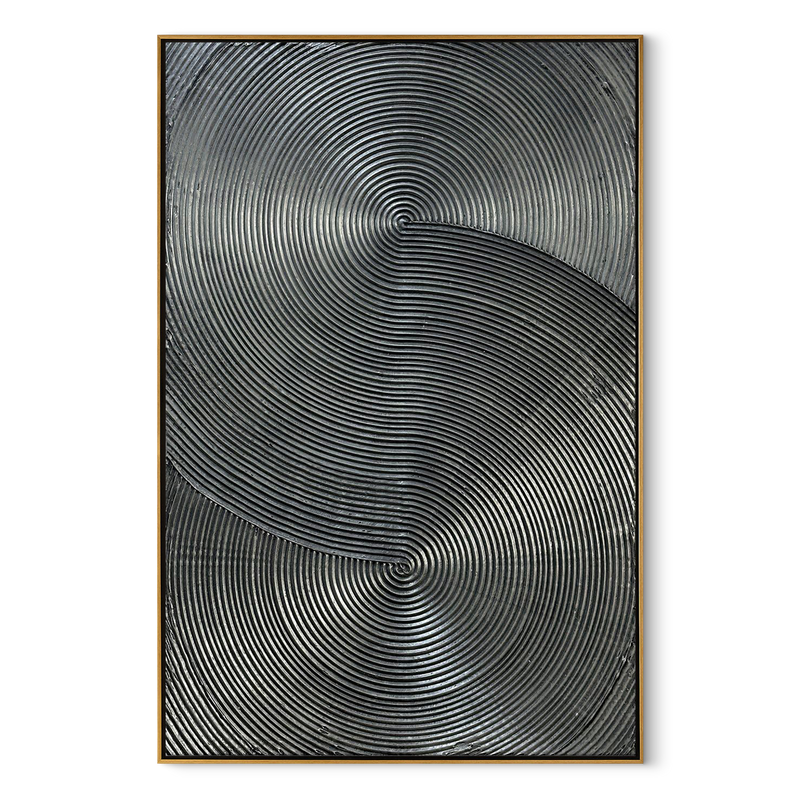 Obsidian Echo – Minimalist Dark Charcoal Textured Art | Modern Industrial Geometric Living Room Art