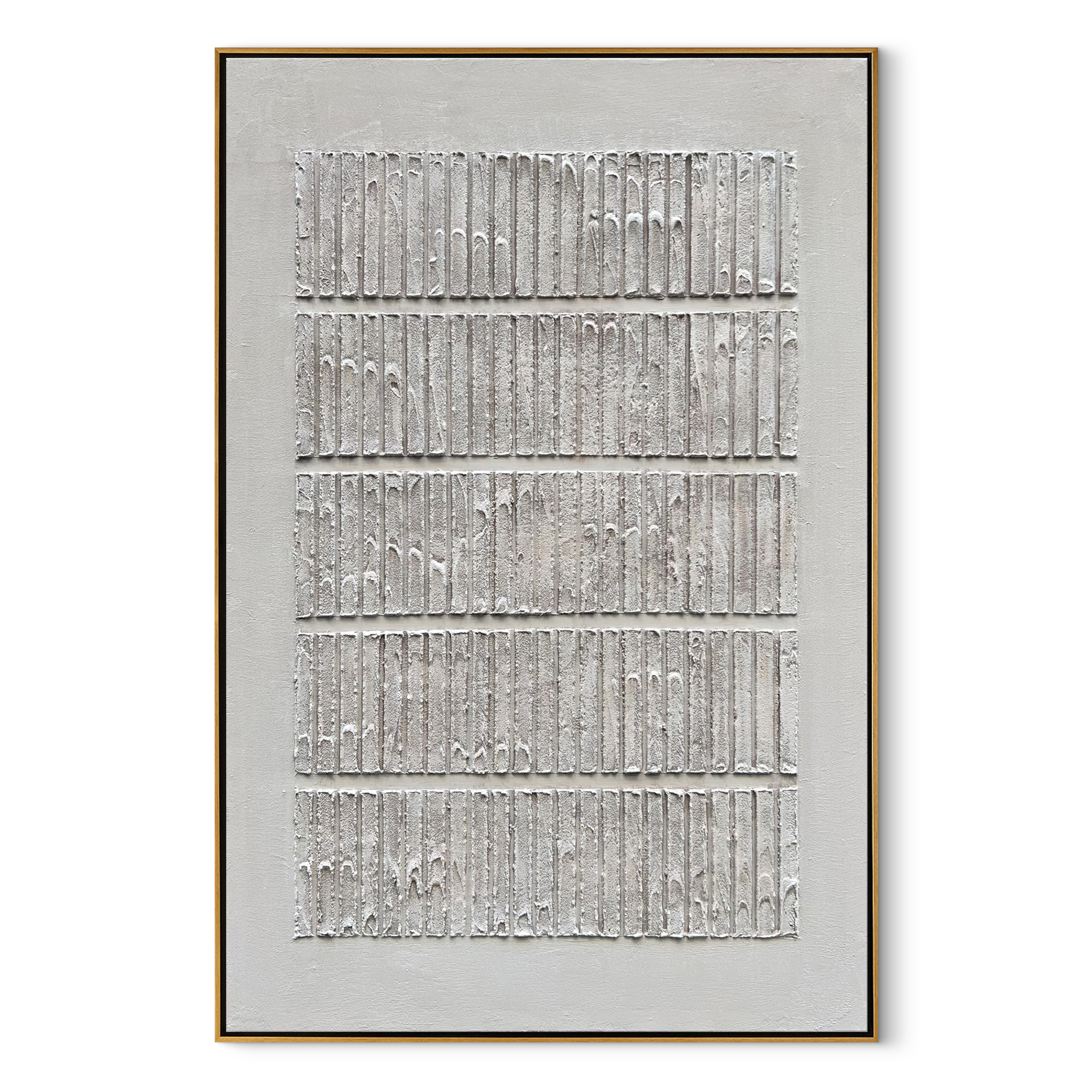 SILENT RHYTHM: Wabi-Sabi Plaster Texture Wall Art, 3D Linear Matrix Relief Painting