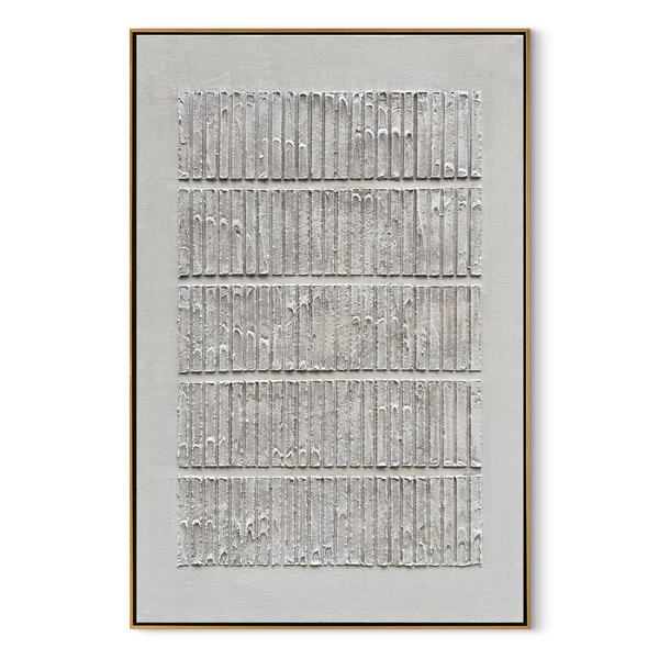 Silent Rhythm – 3D Linear Matrix Relief Wabi-Sabi Painting | Japandi Wabi-Sabi Living Room & Bedroom Art