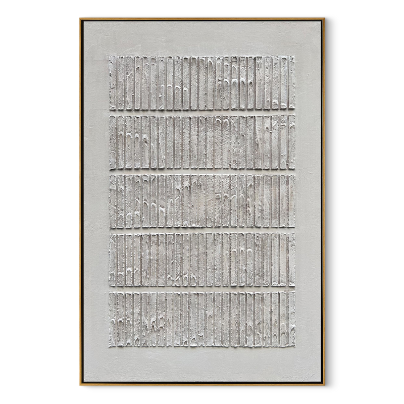 Silent Rhythm – 3D Linear Matrix Relief Wabi-Sabi Painting | Japandi Wabi-Sabi Living Room & Bedroom Art