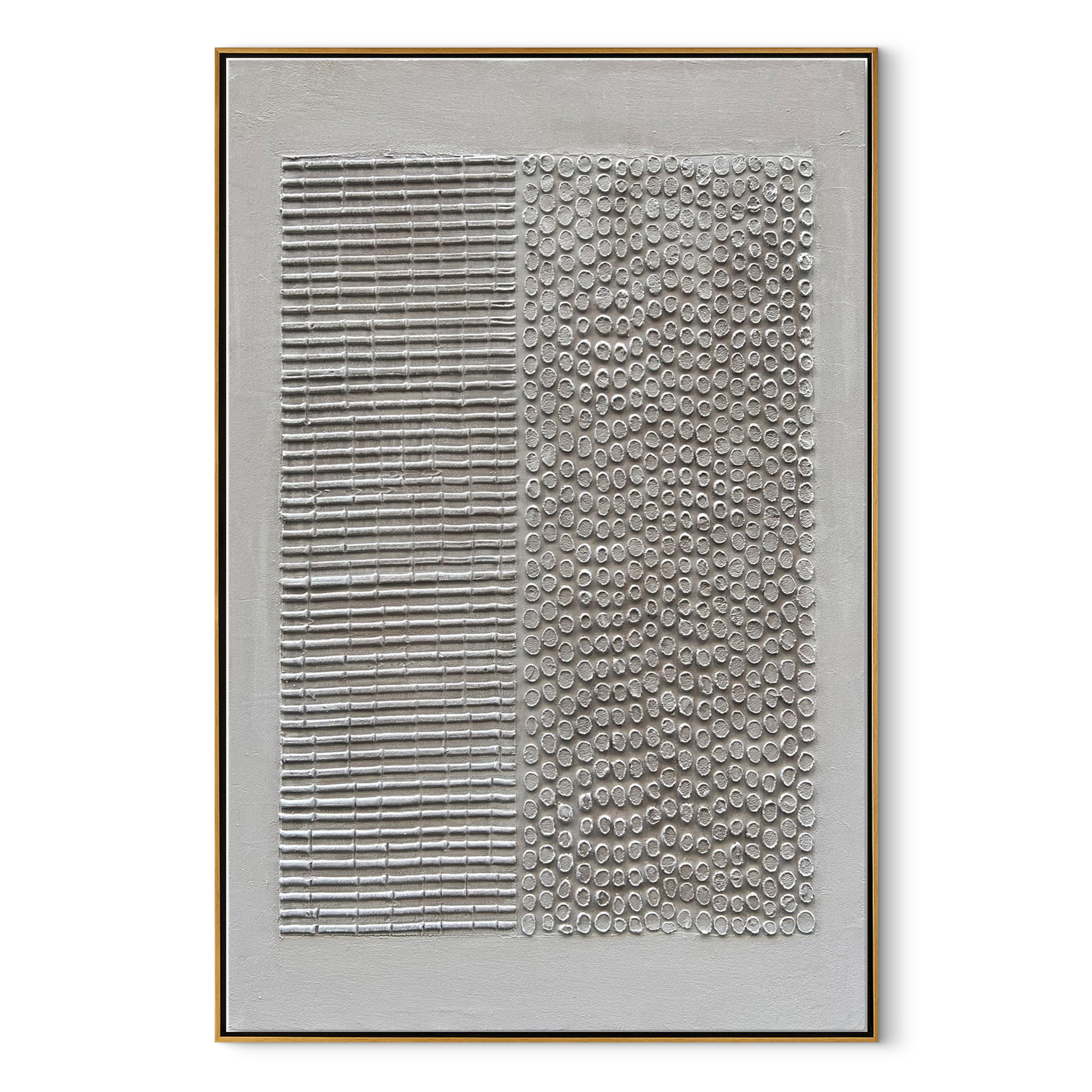 SILENT GRID: Wabi-Sabi Plaster Texture Wall Art, Modern Linear Abstract Relief