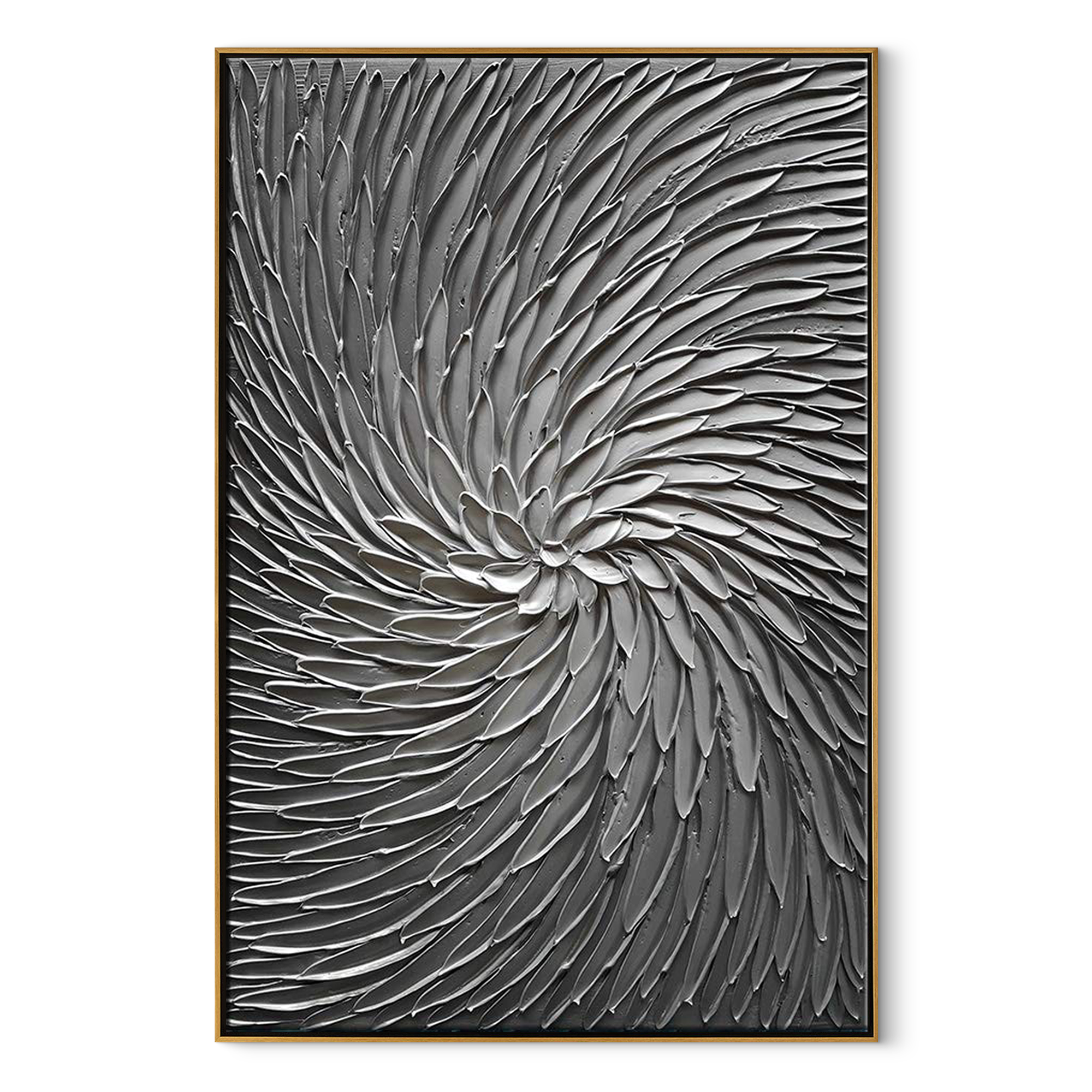 Silver Cyclone – Modern Architectural Gray Heavy Impasto Painting | Luxury Minimalist HallwayArt