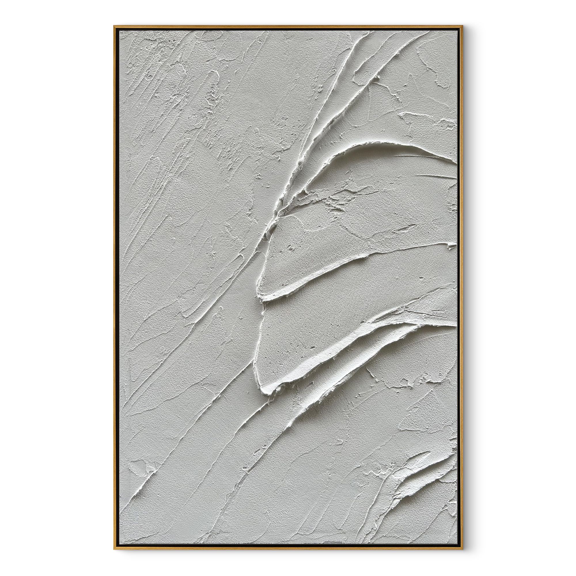 FRACTURED CALM: Minimalist 3D Heavy Texture Plaster Wall Art, Modern White Abstract Relief