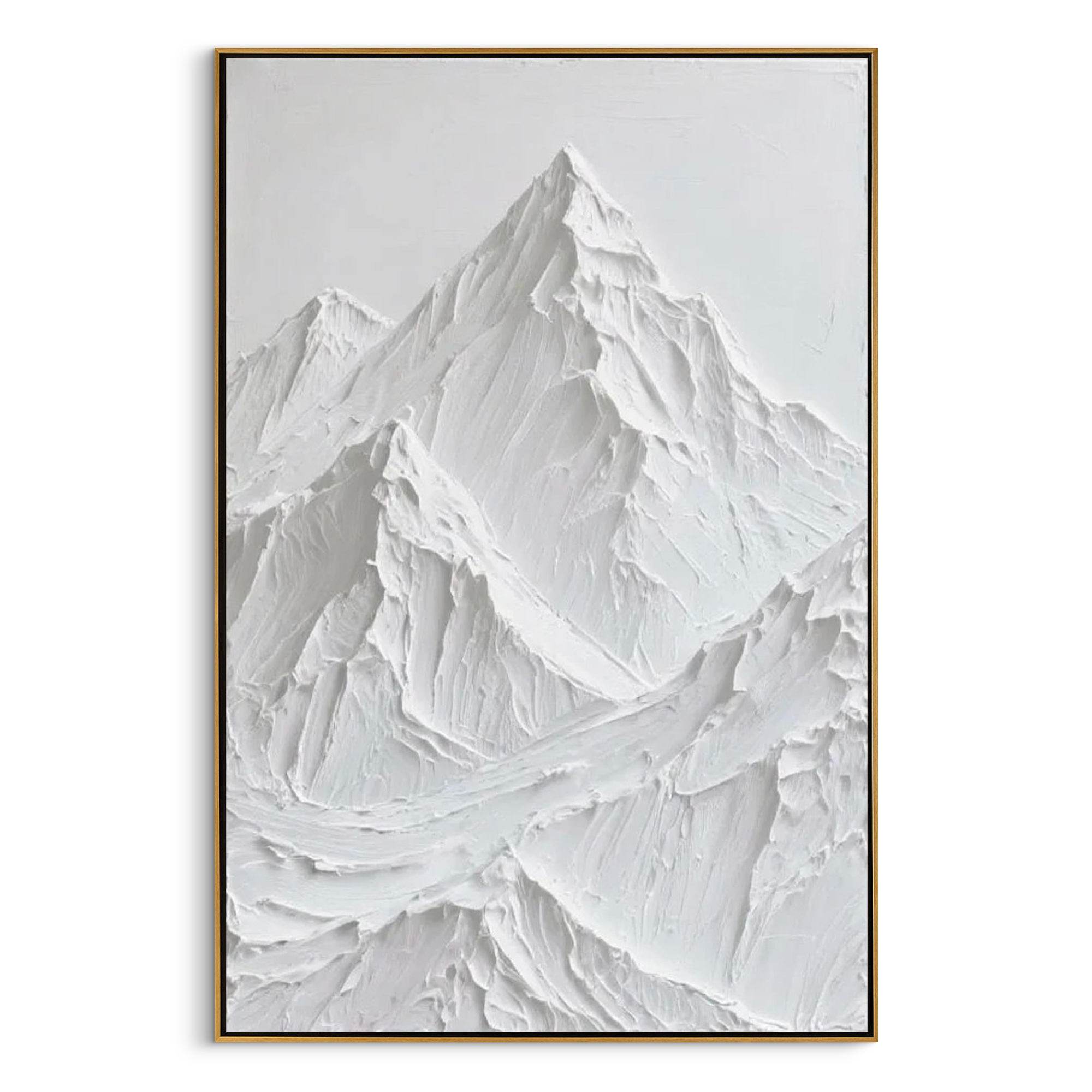 SNOW CREST: 3D Heavy Texture Mountain Wall Art, Modern White Plaster Relief Painting