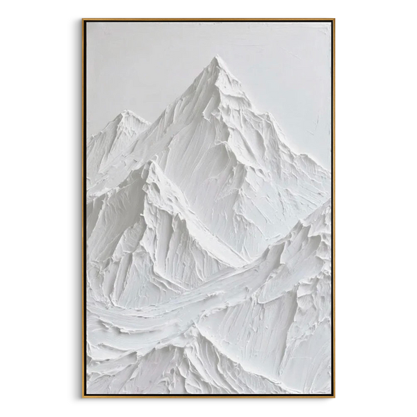 Snow Crest – Modern White Plaster Relief Texture Painting | Contemporary Plaster Texture Living Room & Office Art