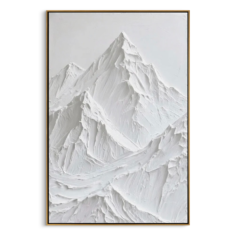 Snow Crest – Modern White Plaster Relief Texture Painting | Contemporary Plaster Texture Living Room & Office Art