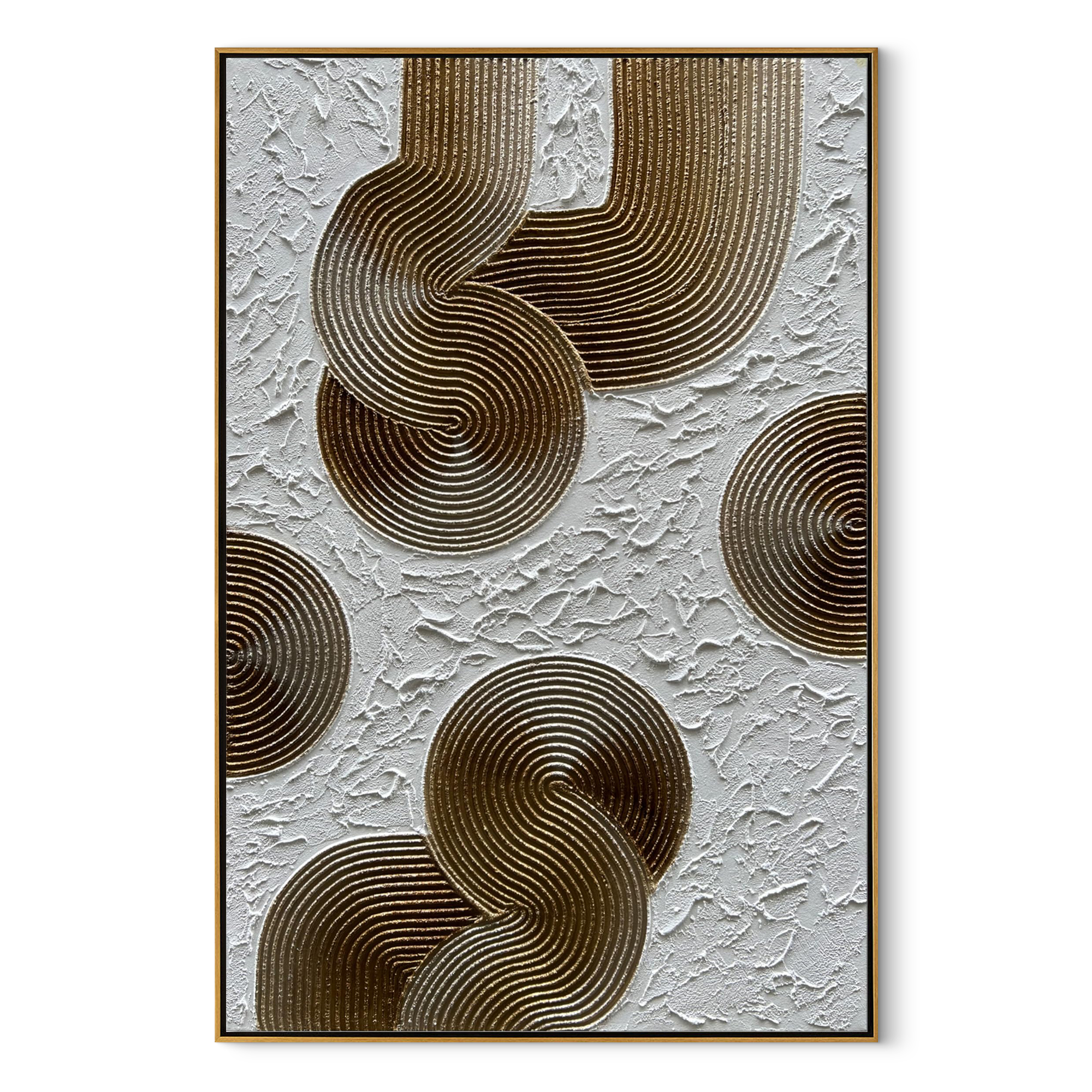 BRONZE RHYTHM: Heavy Texture Bronze Plaster Art, Mid-century Modern Geometric Painting