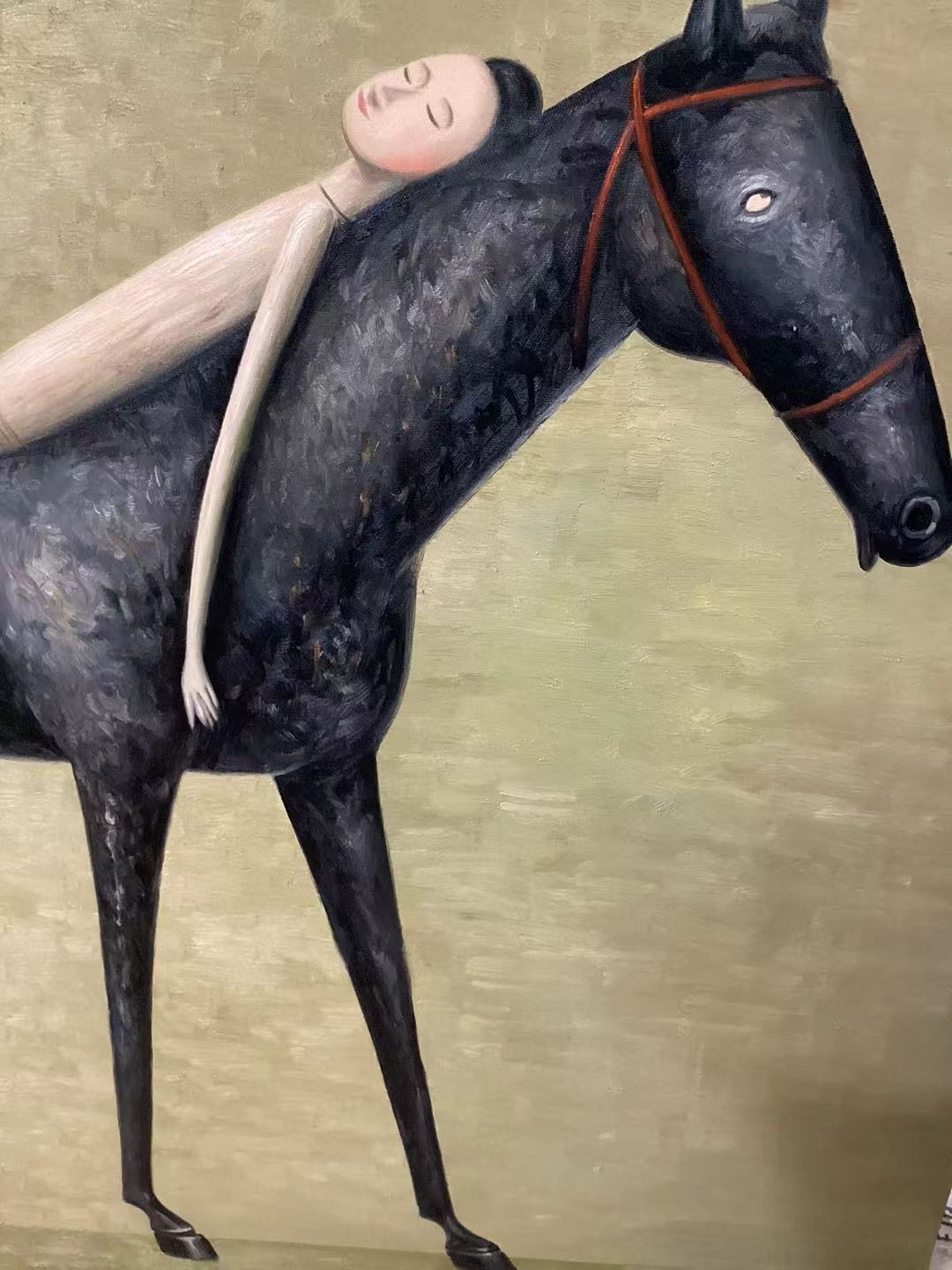 Dreamy Companion – Modern Whimsical Canvas Art | Minimalist Surrealism Living Room Art